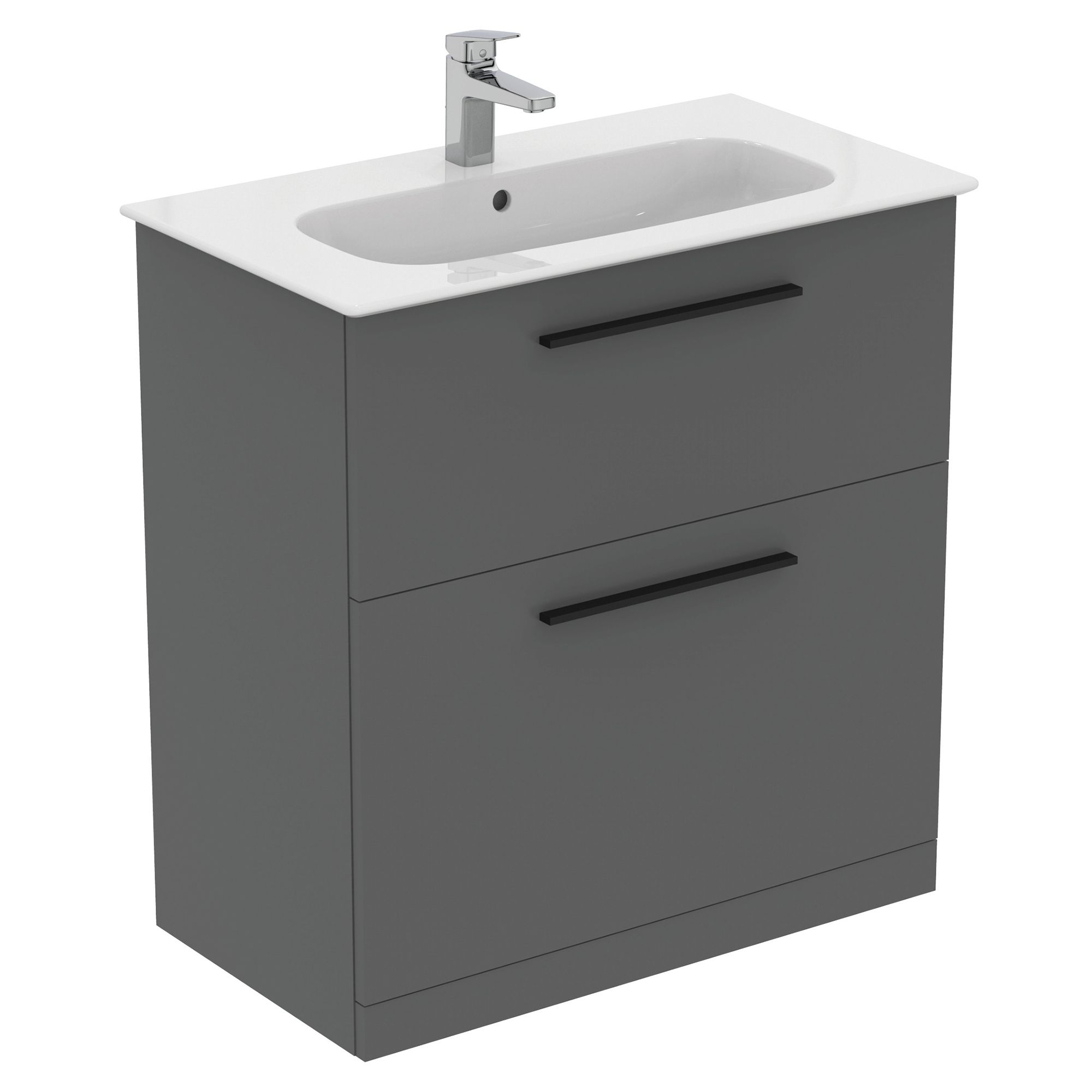 Ideal Standard i.life A Standard Gloss Quartz Grey Freestanding Bathroom Vanity unit (H)85.3cm (W)80cm