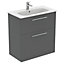 Ideal Standard i.life A Standard Gloss Quartz Grey Freestanding Bathroom Vanity unit (H)85.3cm (W)80cm