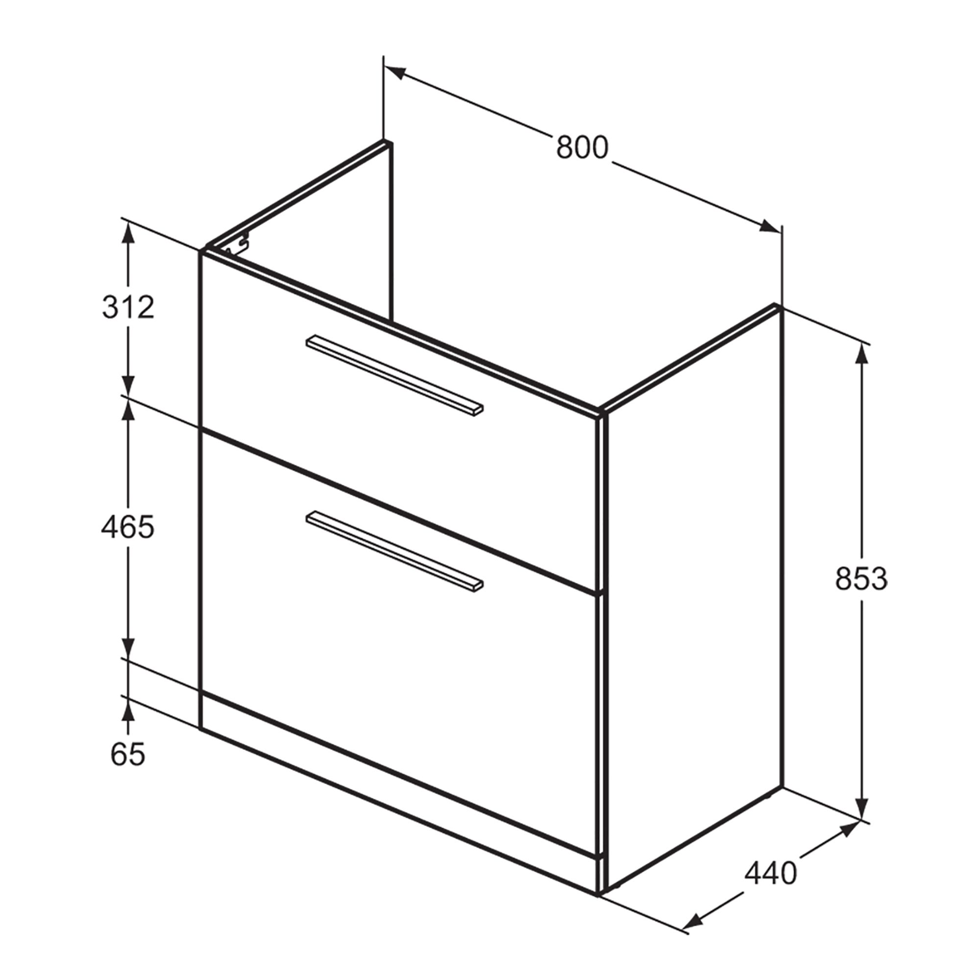Ideal Standard i.life A Standard Gloss Quartz Grey Freestanding Bathroom Vanity unit (H)85.3cm (W)80cm