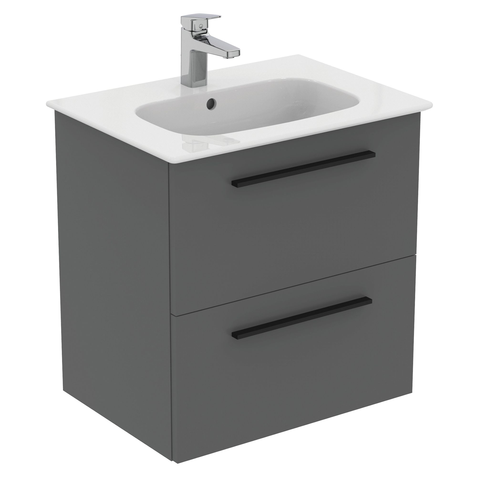 Ideal Standard i.life A Standard Gloss Quartz Grey Wall-mounted Bathroom Vanity unit (H)63cm (W)60cm