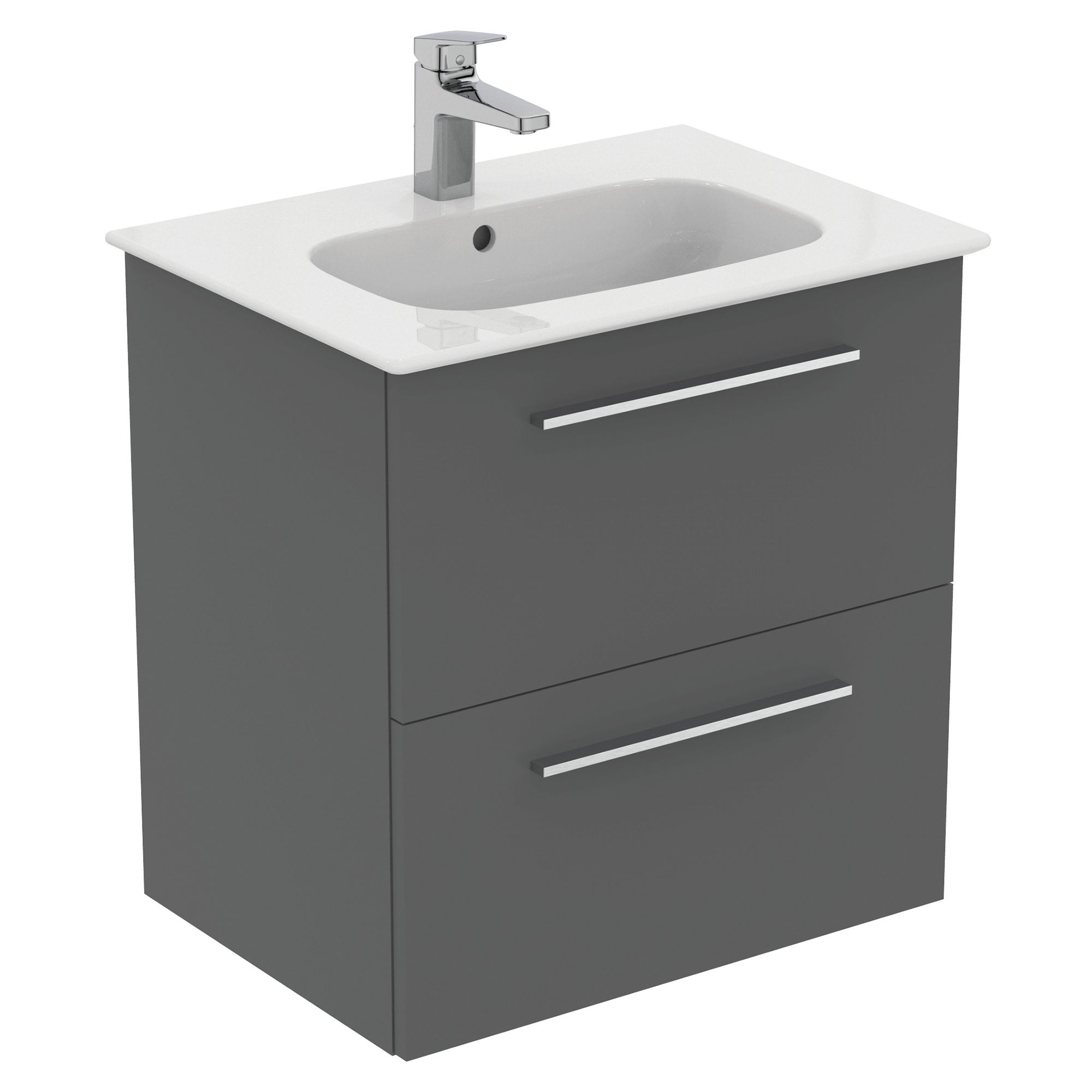 Ideal Standard i.life A Standard Gloss Quartz Grey Wall-mounted Bathroom Vanity unit (H)63cm (W)60cm