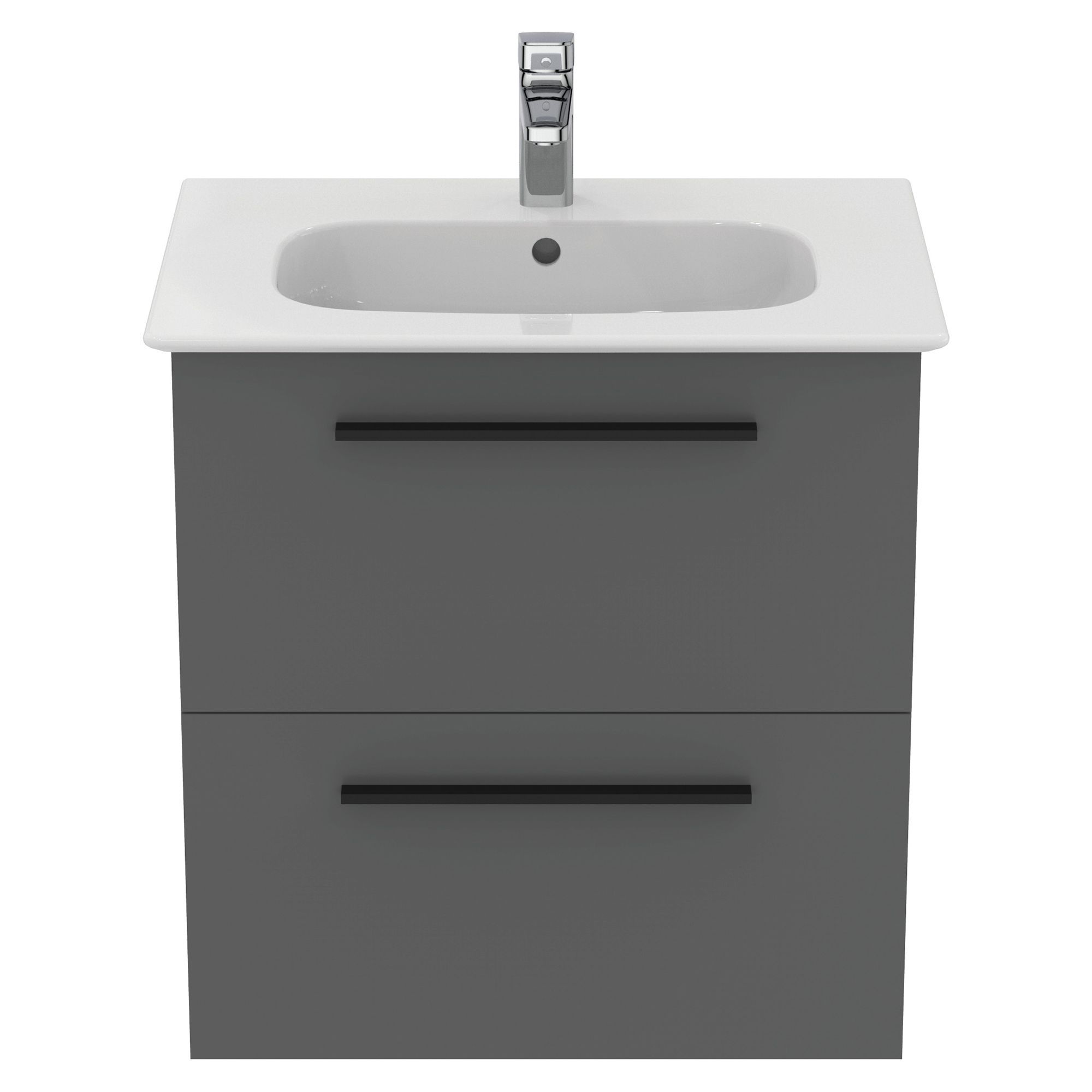 Ideal Standard i.life A Standard Gloss Quartz Grey Wall-mounted Bathroom Vanity unit (H)63cm (W)60cm