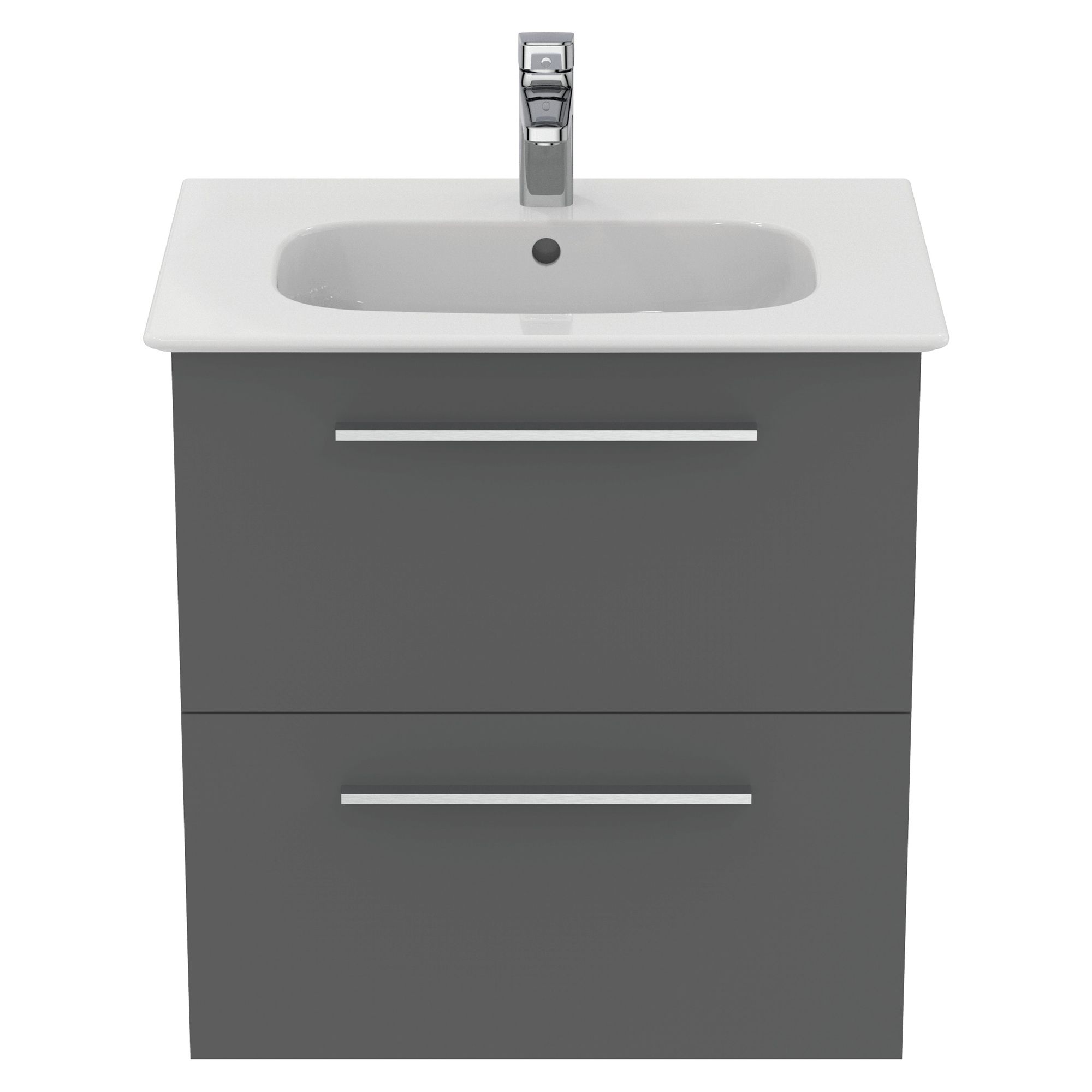 Ideal Standard i.life A Standard Gloss Quartz Grey Wall-mounted Bathroom Vanity unit (H)63cm (W)60cm