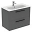 Ideal Standard i.life A Standard Gloss Quartz Grey Wall-mounted Bathroom Vanity unit (H)63cm (W)80cm