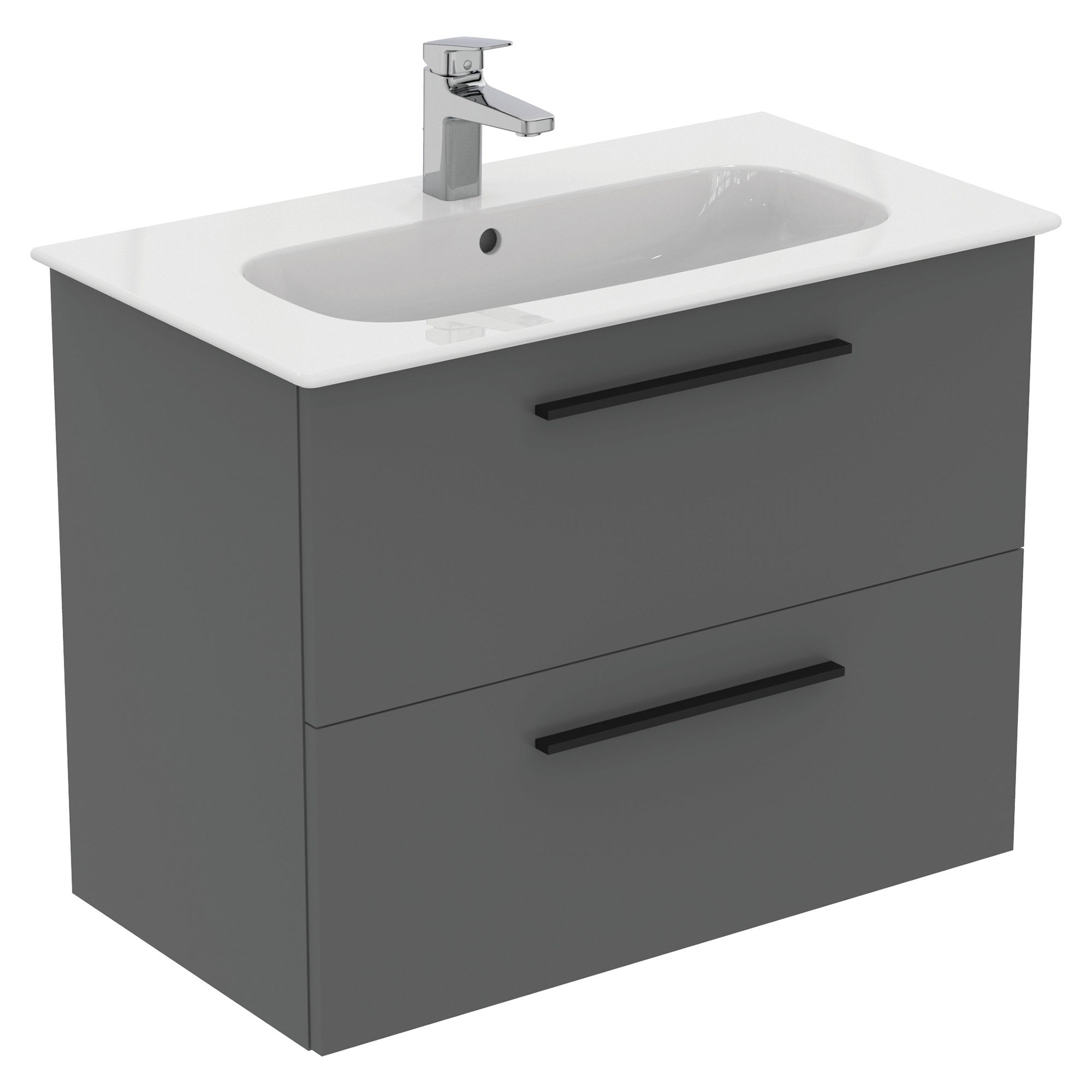 Ideal Standard i.life A Standard Gloss Quartz Grey Wall-mounted Bathroom Vanity unit (H)63cm (W)80cm