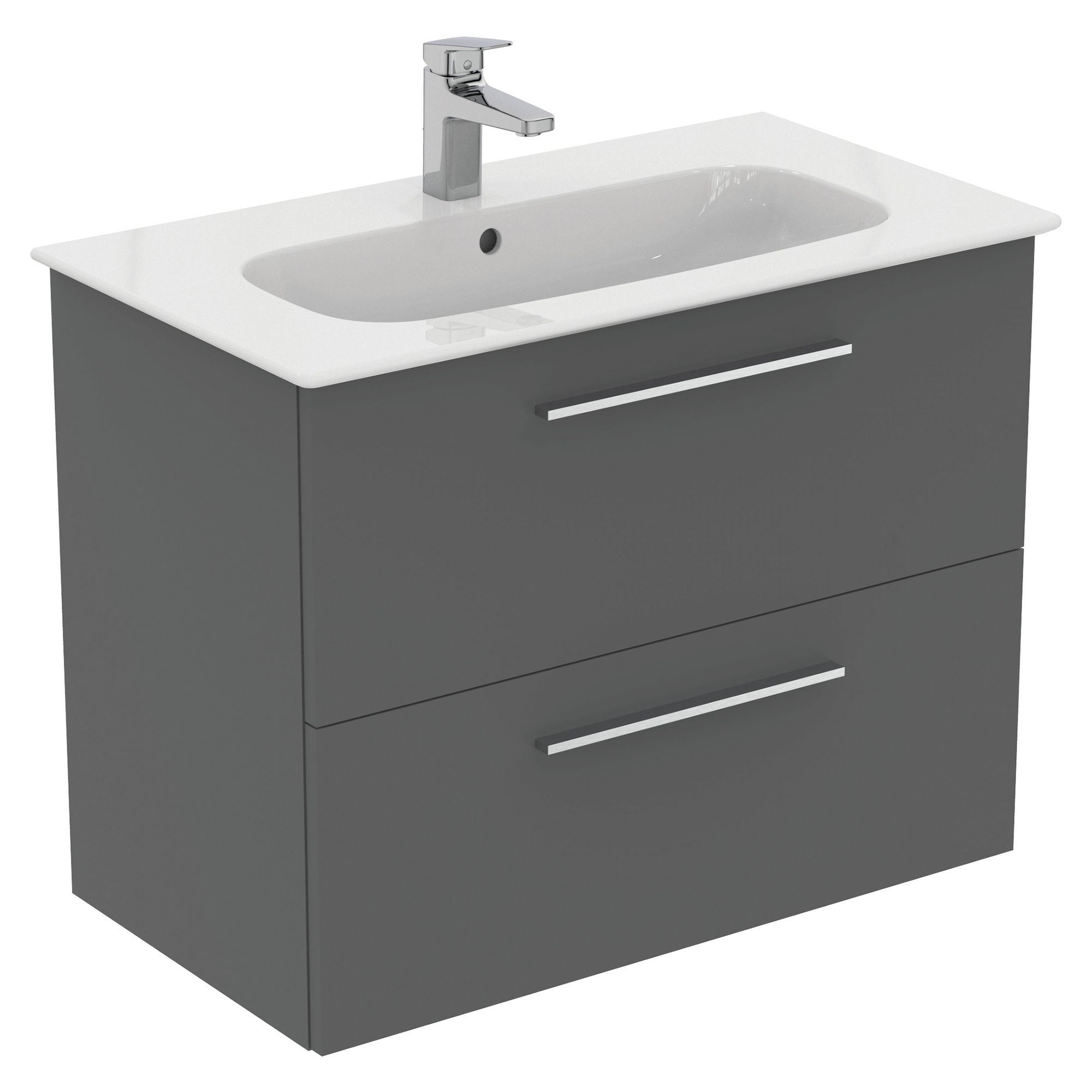 Ideal Standard i.life A Standard Gloss Quartz Grey Wall-mounted Bathroom Vanity unit (H)63cm (W)80cm