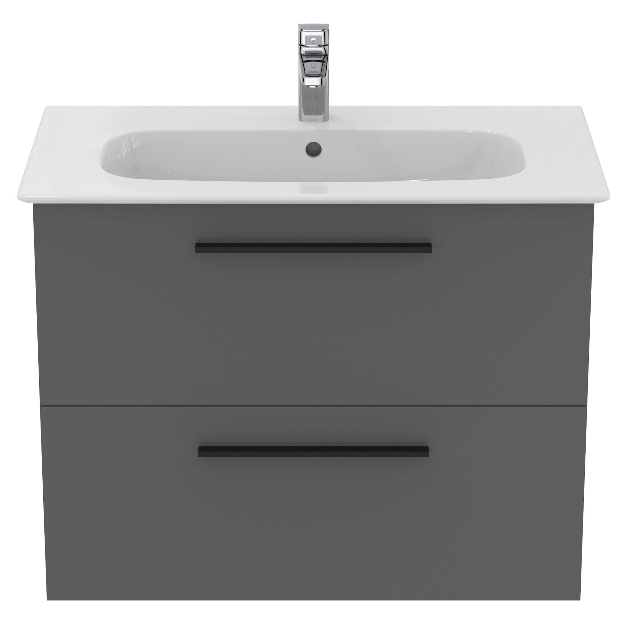 Ideal Standard i.life A Standard Gloss Quartz Grey Wall-mounted Bathroom Vanity unit (H)63cm (W)80cm