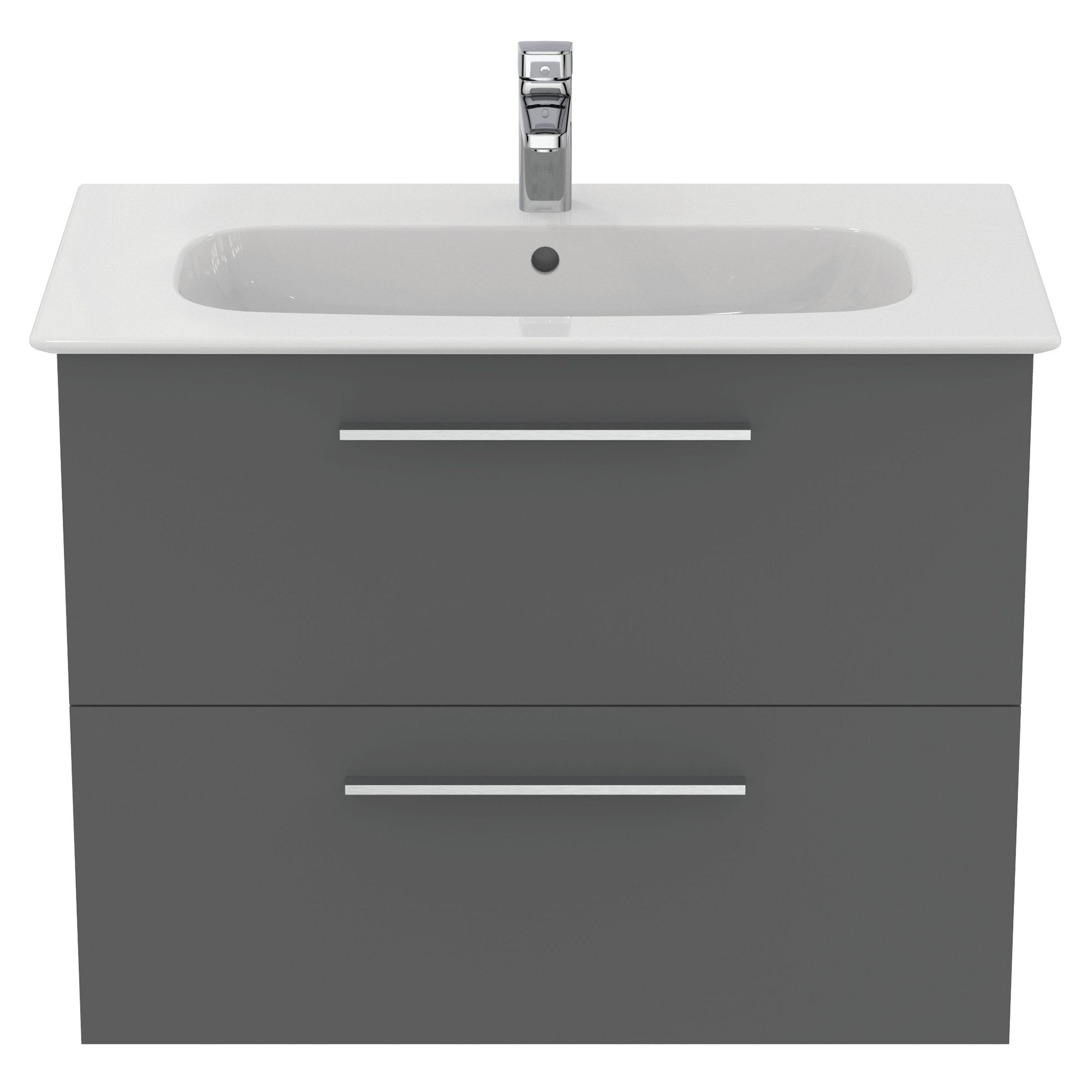 Ideal Standard i.life A Standard Gloss Quartz Grey Wall-mounted Bathroom Vanity unit (H)63cm (W)80cm
