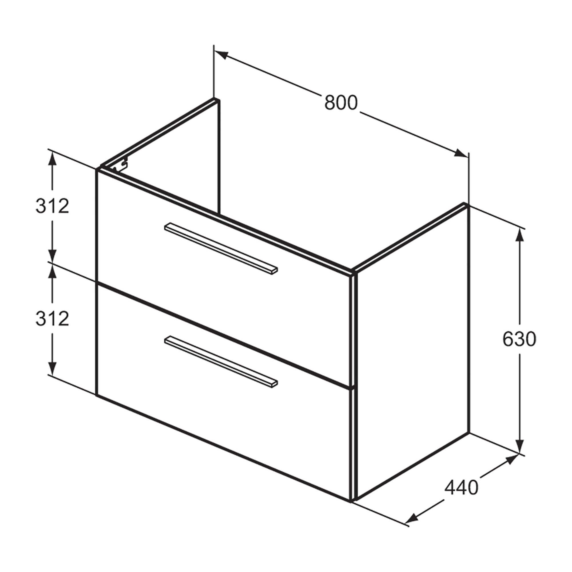 Ideal Standard i.life A Standard Gloss Quartz Grey Wall-mounted Bathroom Vanity unit (H)63cm (W)80cm