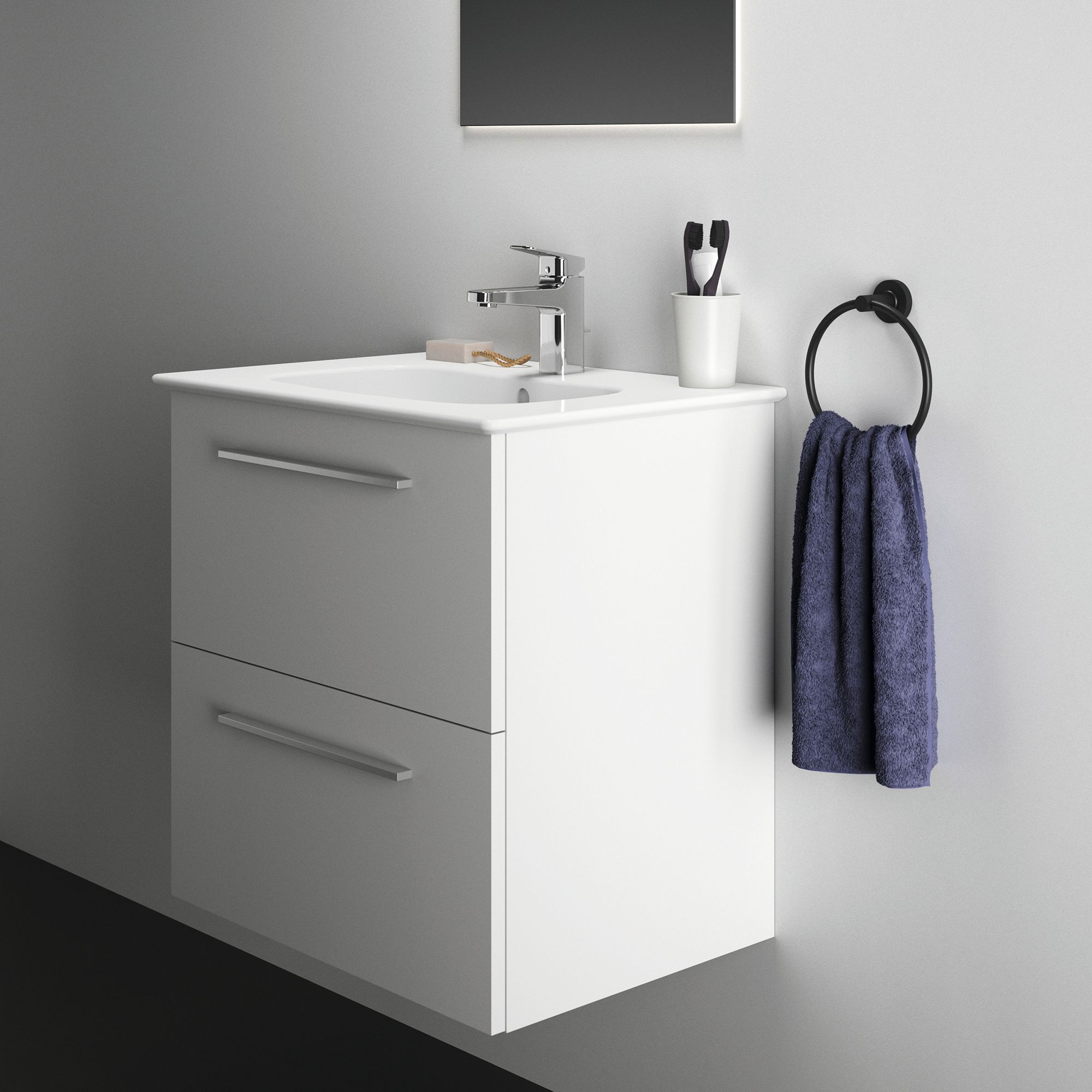 Ideal Standard i.life A Standard Matt White Wall-mounted Bathroom Vanity unit (H)63cm (W)60cm
