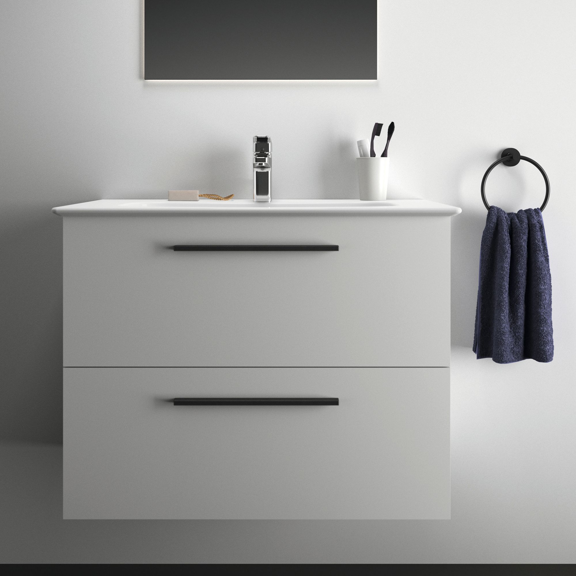 Ideal Standard i.life A Standard Matt White Wall-mounted Bathroom Vanity unit (H)63cm (W)80cm