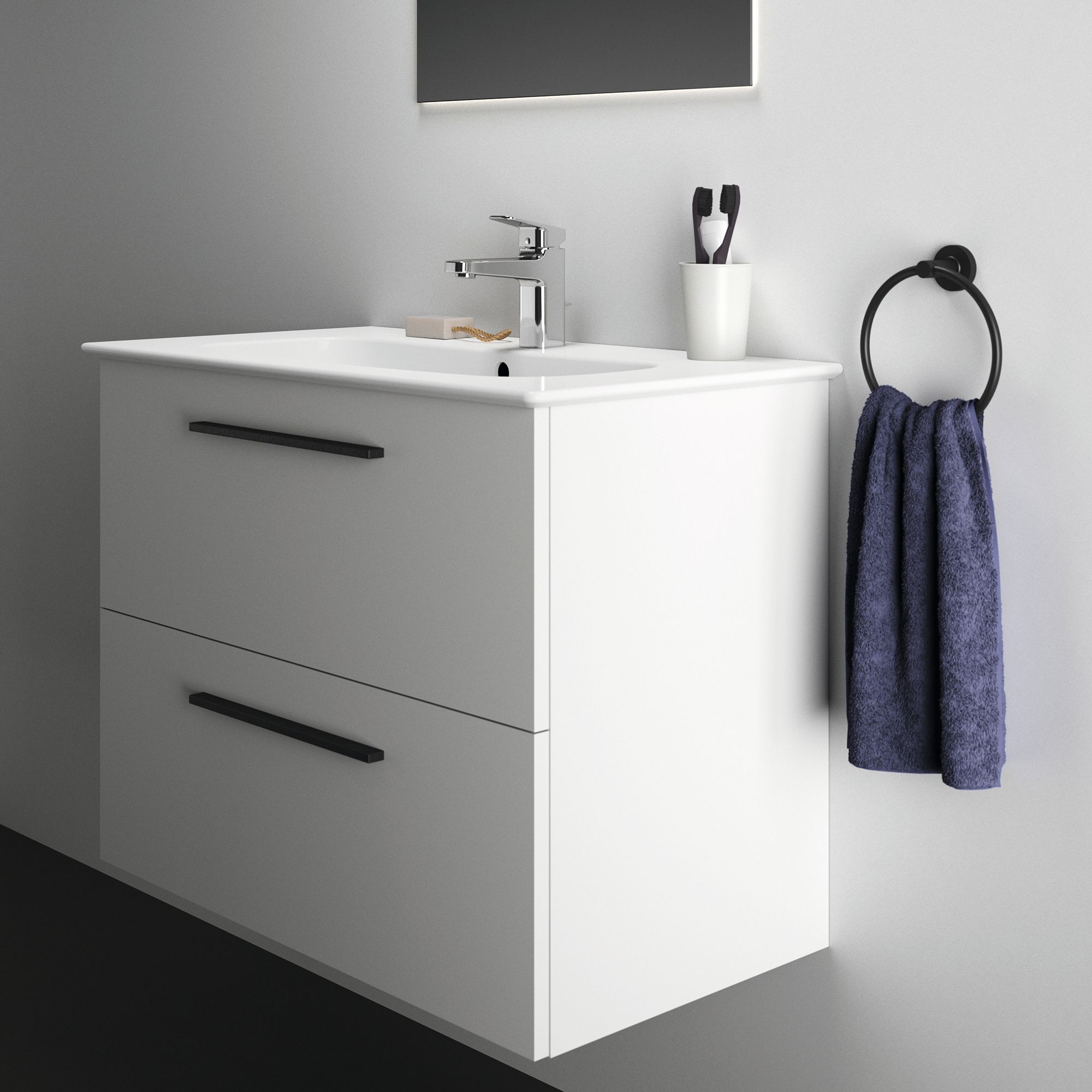 Ideal Standard i.life A Standard Matt White Wall-mounted Bathroom Vanity unit (H)63cm (W)80cm