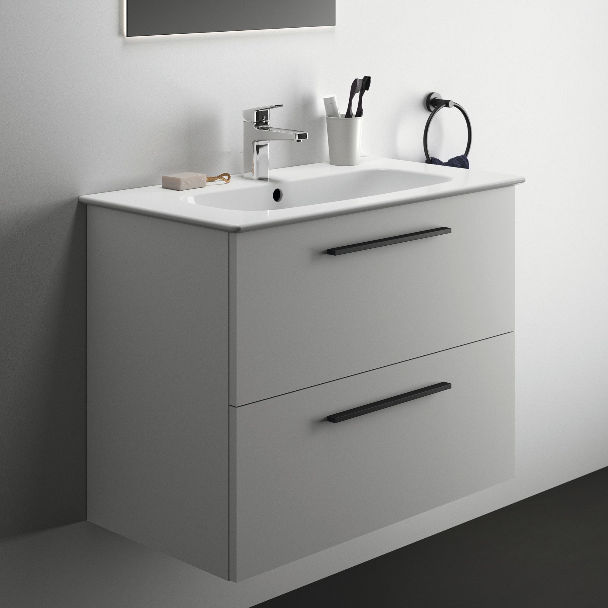 Ideal Standard i.life A Standard Matt White Wall-mounted Bathroom Vanity unit (H)63cm (W)80cm
