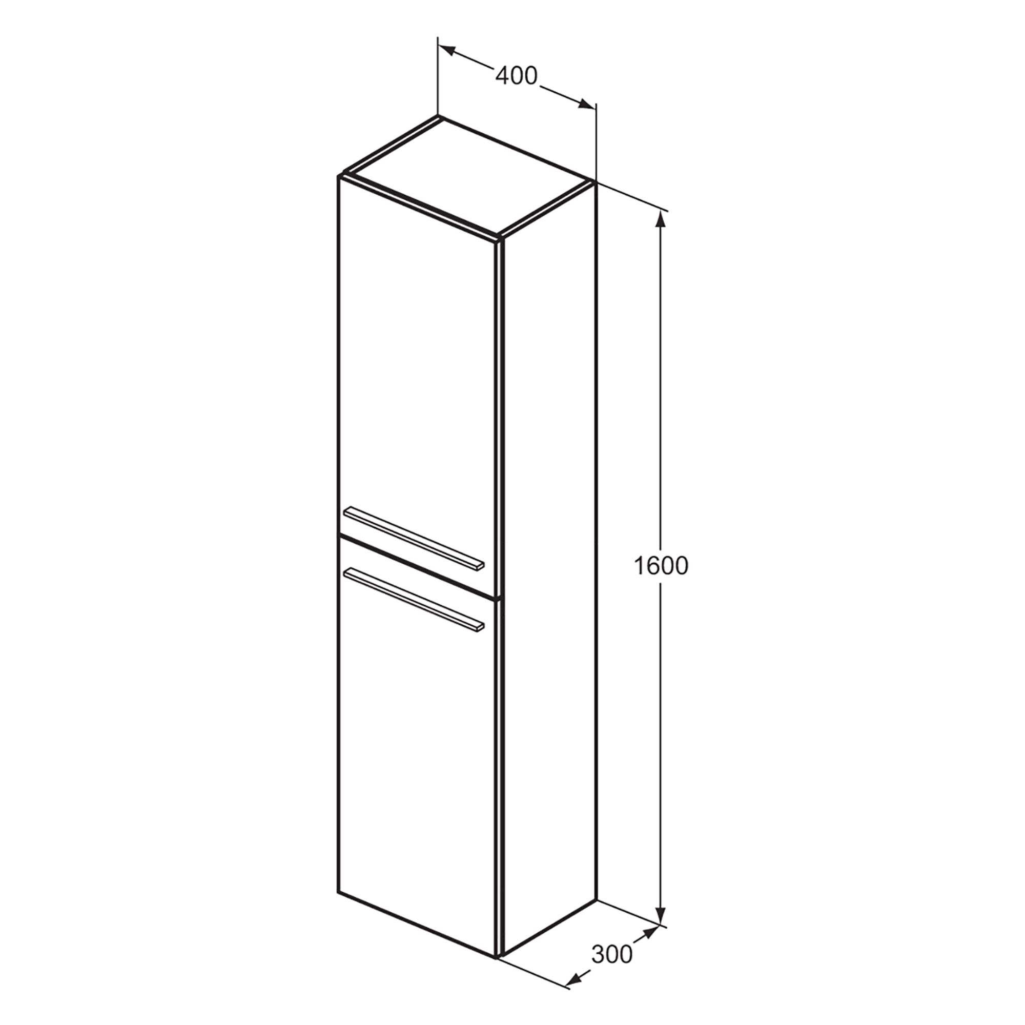 Ideal Standard i.life A Tall Gloss Quartz grey Single Wall-mounted Bathroom Cabinet (H)160cm (W)40cm