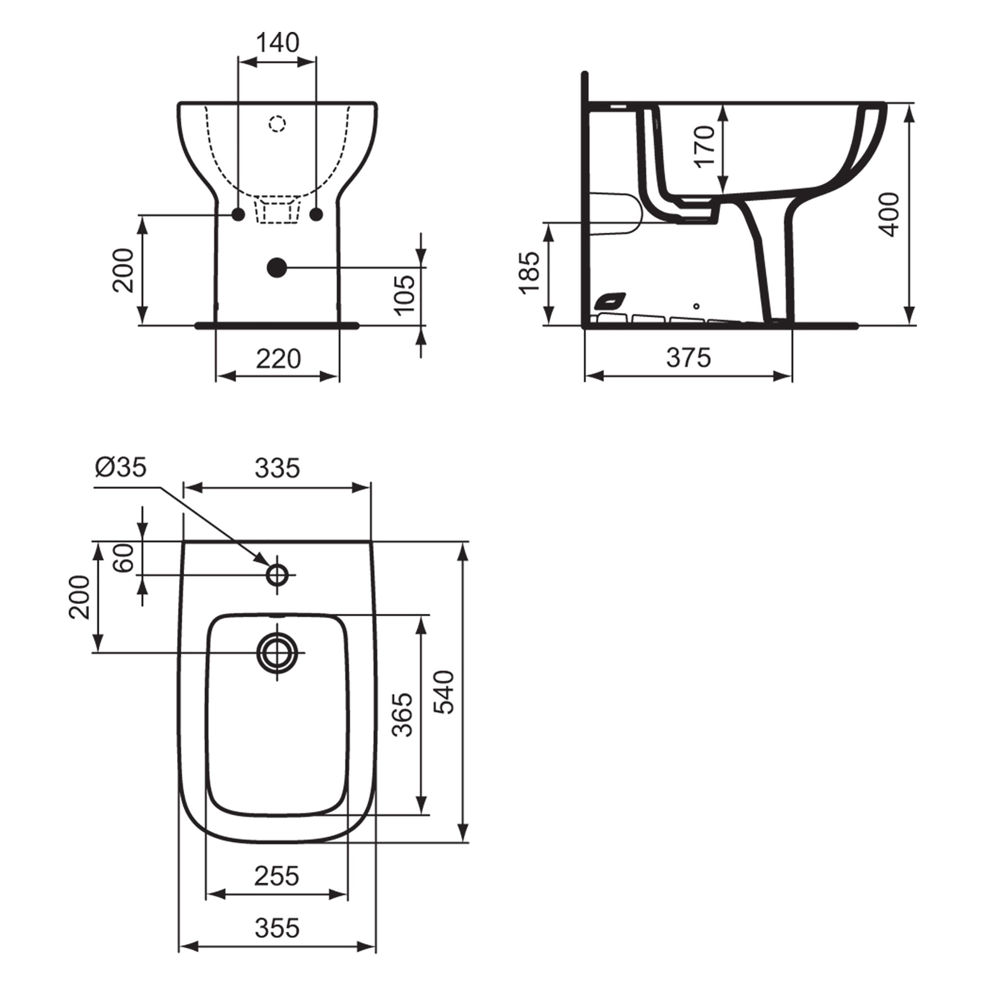 Ideal Standard i.life A White Back to wall Floor-mounted Bidet
