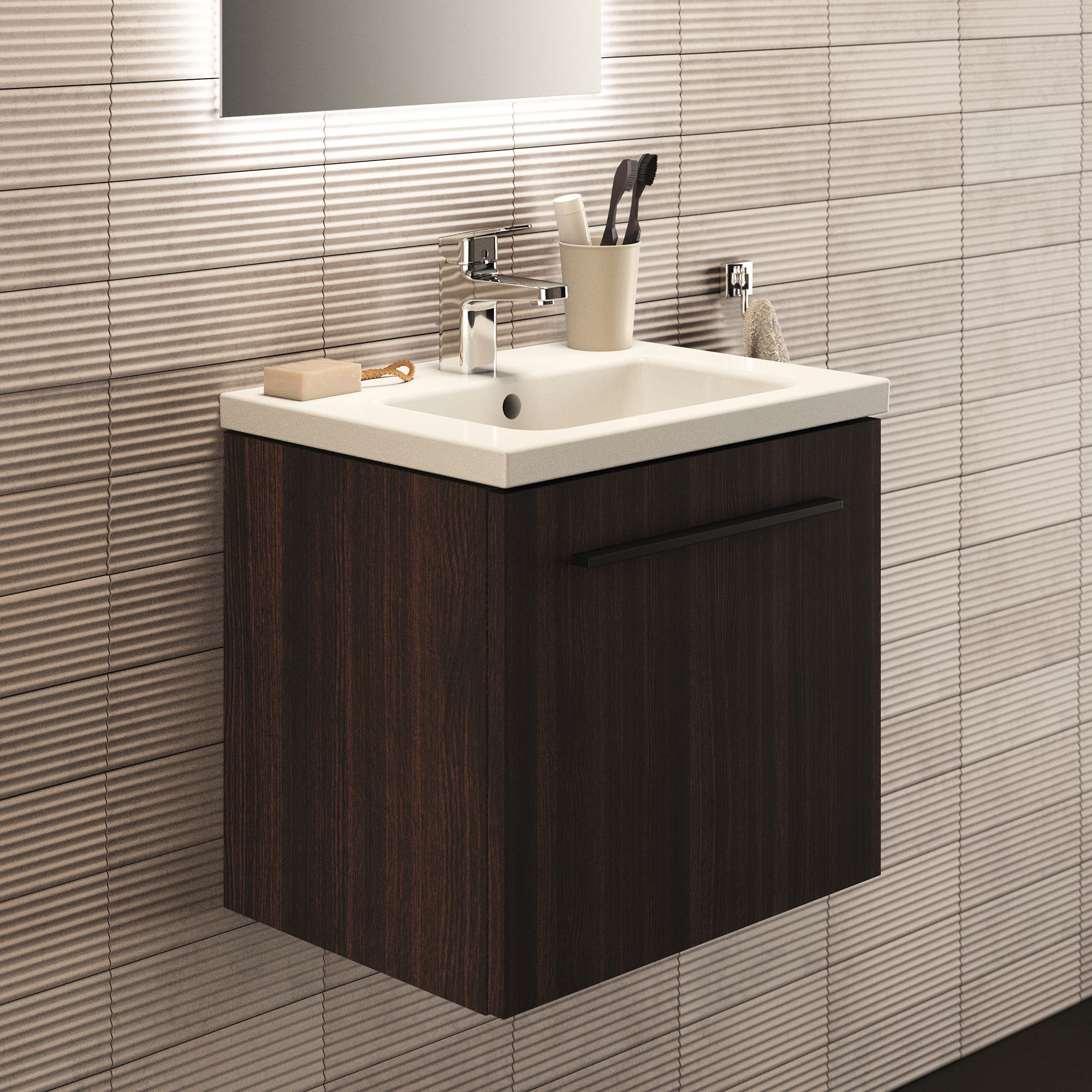 Ideal Standard i.life S Compact Coffee Oak effect Wall-mounted Bathroom Vanity unit (H)44cm (W)50cm