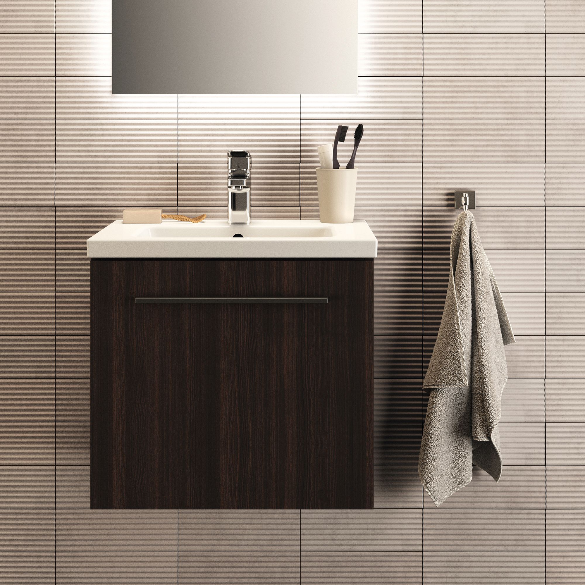Ideal Standard i.life S Compact Coffee Oak effect Wall-mounted Bathroom Vanity unit (H)44cm (W)50cm