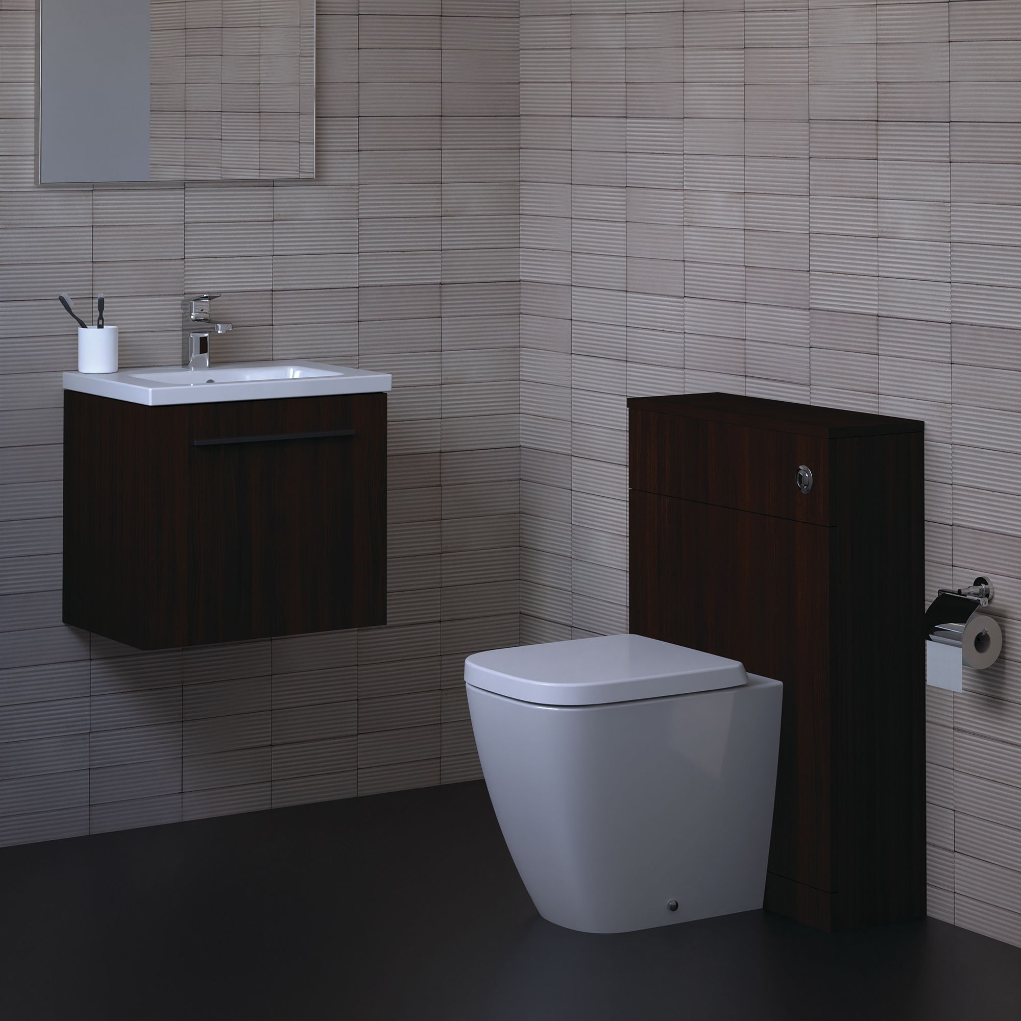 Ideal Standard i.life S Compact Coffee Oak effect Wall-mounted Bathroom Vanity unit (H)44cm (W)50cm