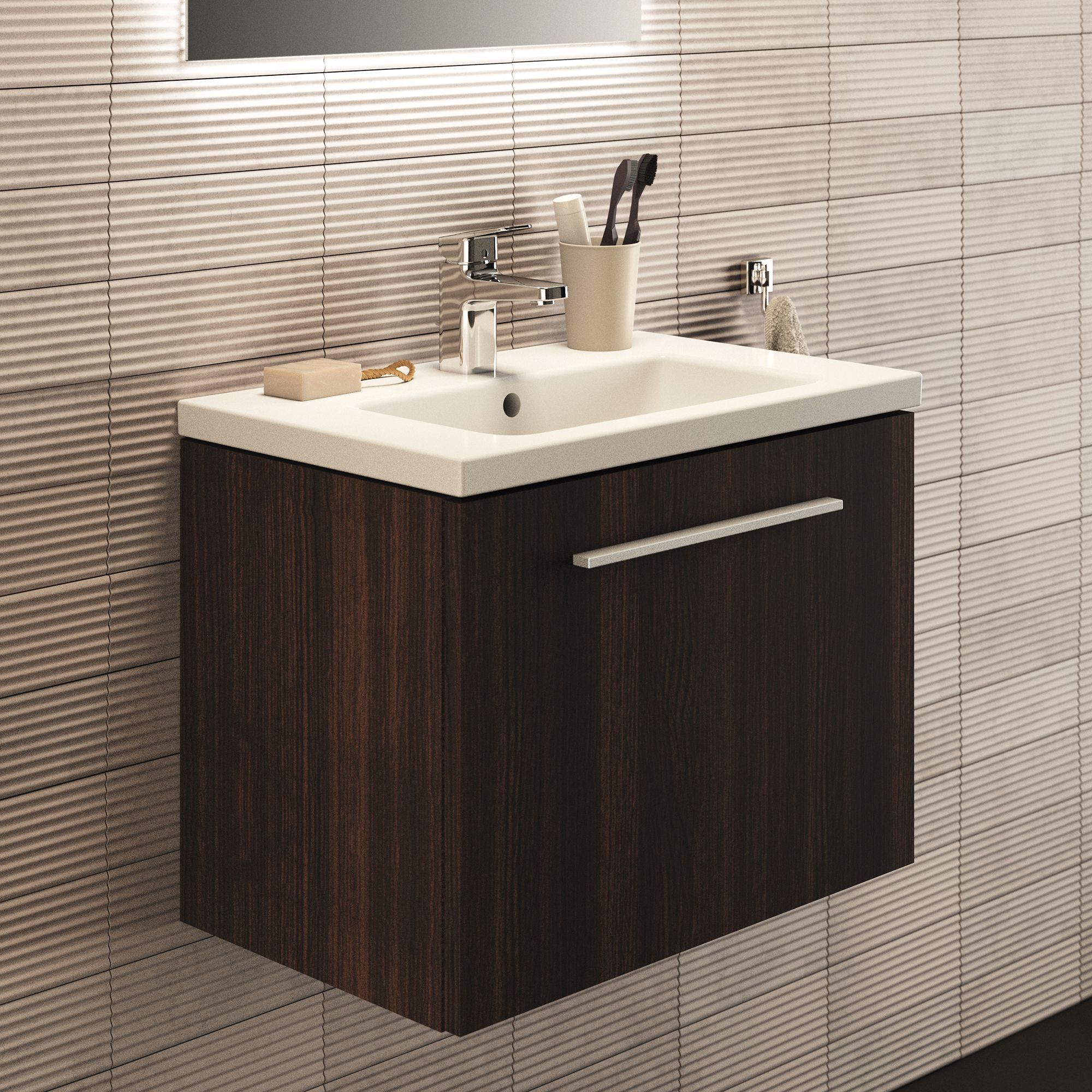 Ideal Standard i.life S Compact Coffee Oak effect Wall-mounted Bathroom Vanity unit (H)44cm (W)60cm