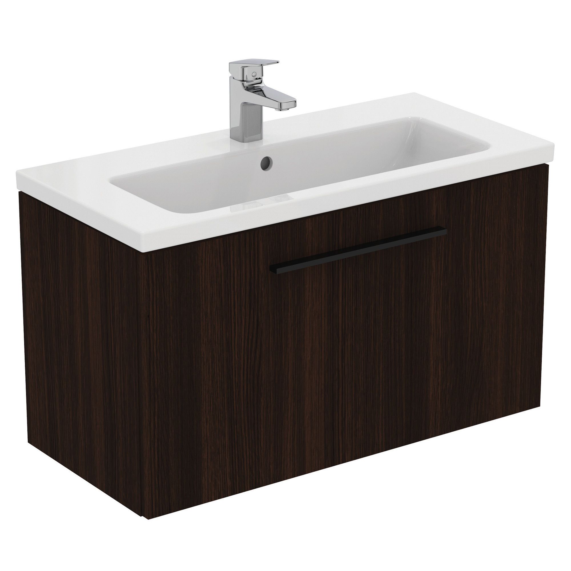 Ideal Standard i.life S Compact Coffee Oak effect Wall-mounted Bathroom Vanity unit (H)44cm (W)80cm