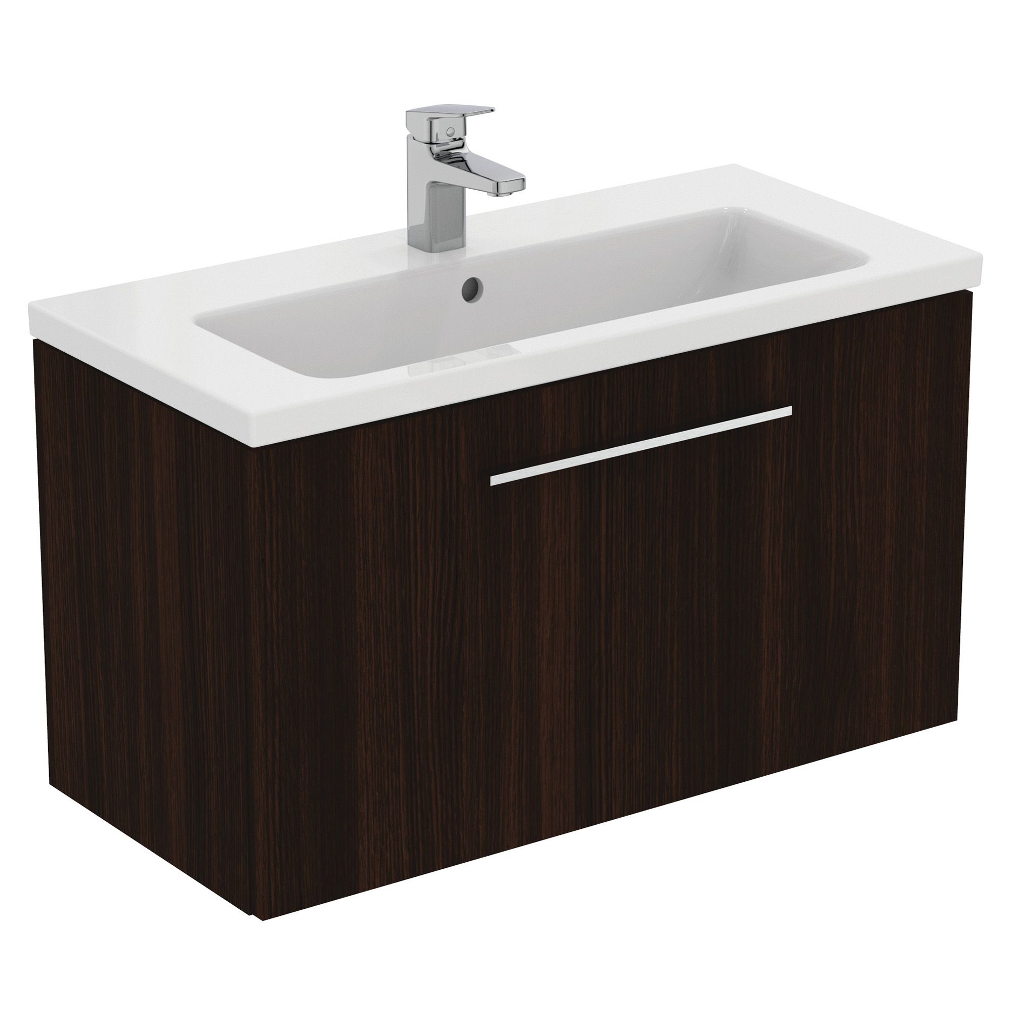 Ideal Standard i.life S Compact Coffee Oak effect Wall-mounted Bathroom Vanity unit (H)44cm (W)80cm