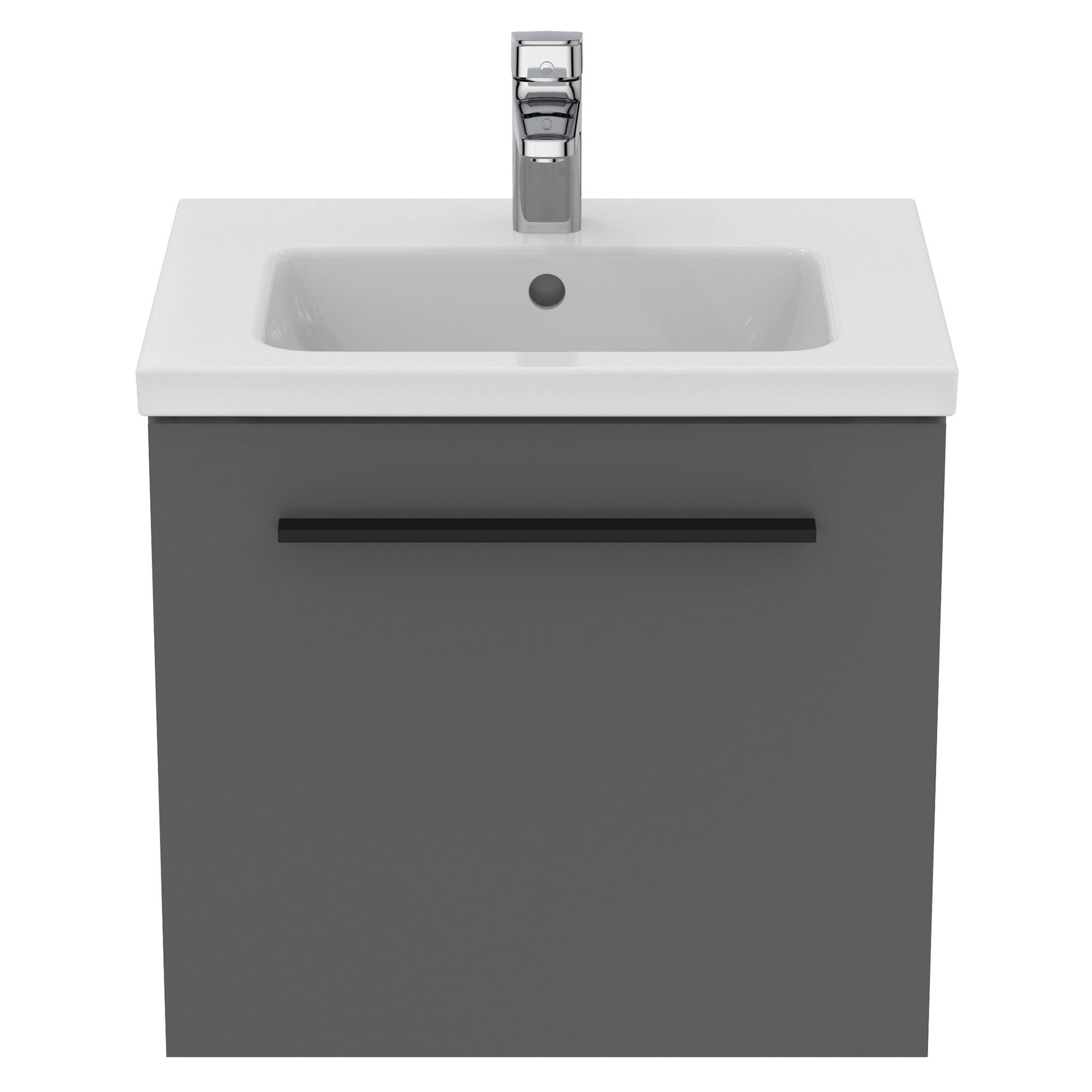 Ideal Standard i.life S Compact Gloss Quartz Grey Oak Veneer Wall-mounted Bathroom Vanity unit (H)44cm (W)50cm