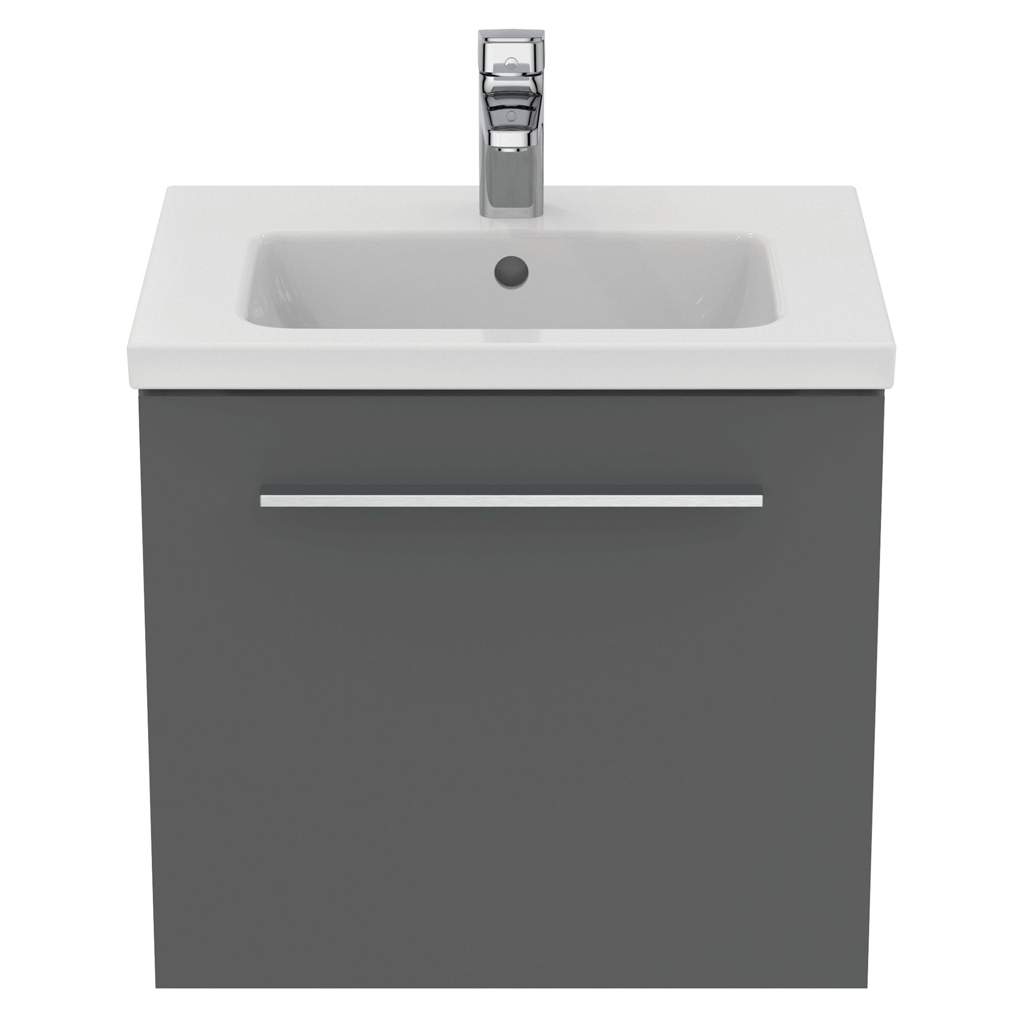 Ideal Standard i.life S Compact Gloss Quartz Grey Oak Veneer Wall-mounted Bathroom Vanity unit (H)44cm (W)50cm
