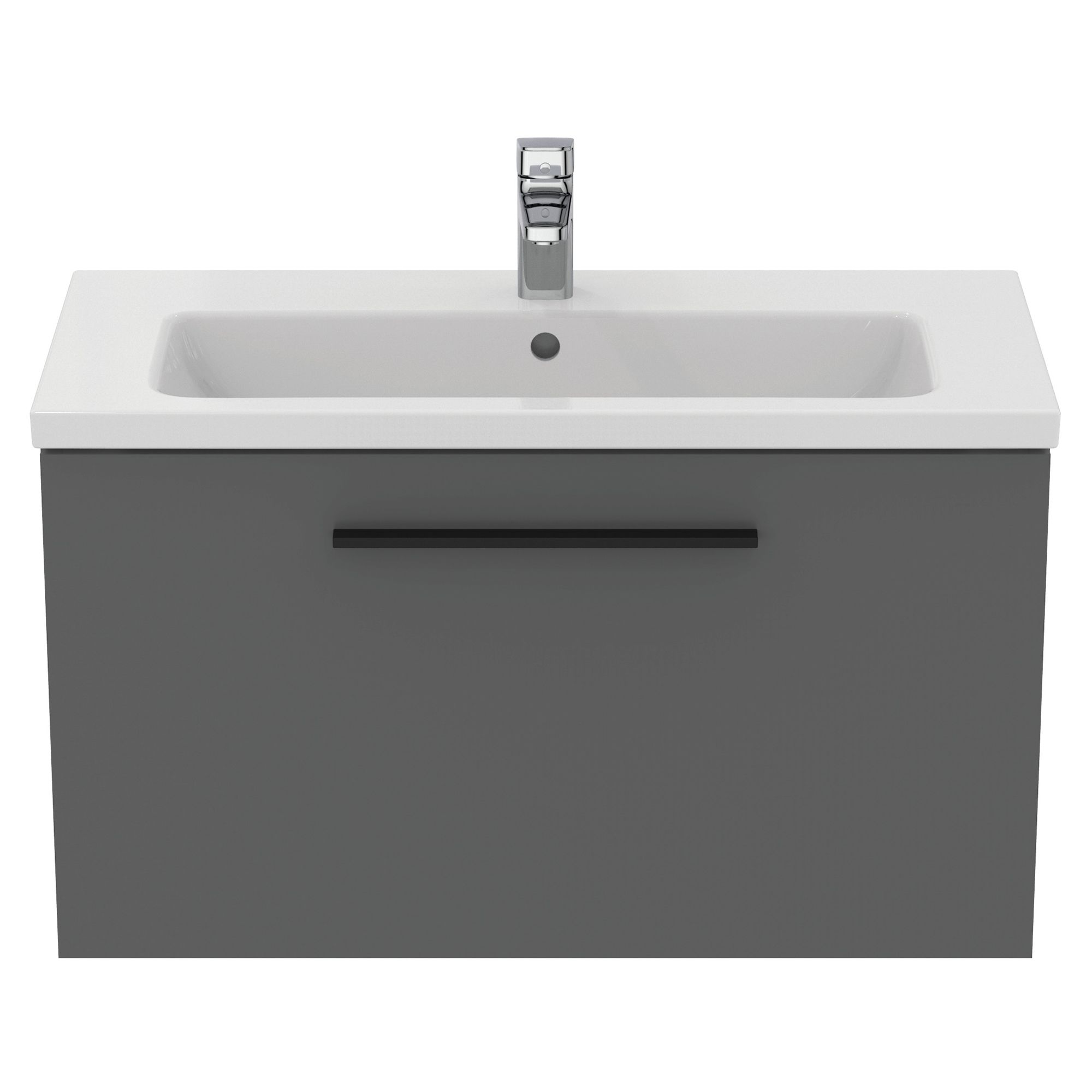 Ideal Standard i.life S Compact Gloss Quartz Grey Wall-mounted Bathroom Vanity unit (H)44cm (W)80cm