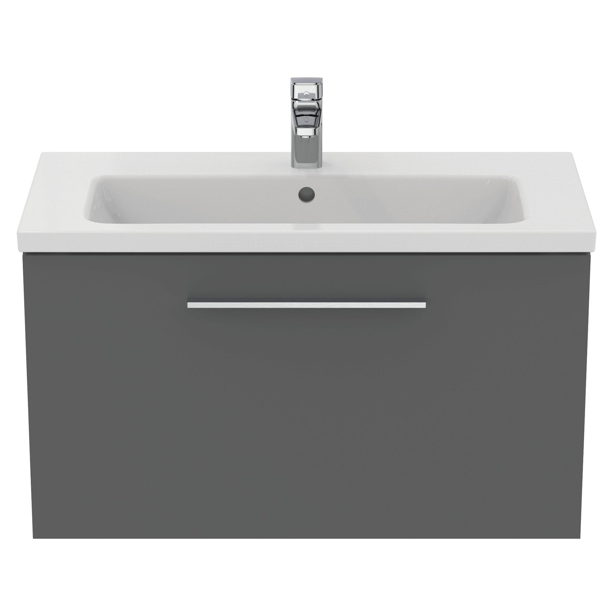 Ideal Standard i.life S Compact Gloss Quartz Grey Wall-mounted Bathroom Vanity unit (H)44cm (W)80cm
