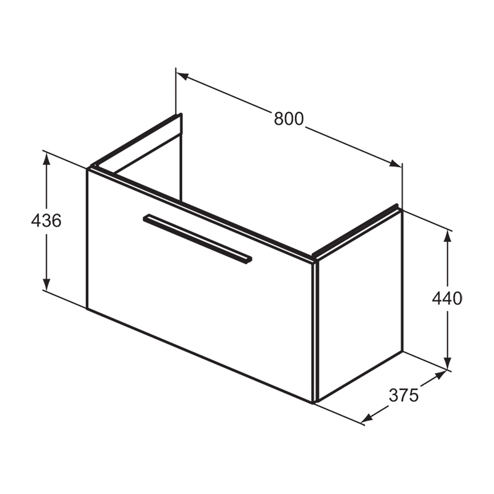 Ideal Standard i.life S Compact Gloss Quartz Grey Wall-mounted Bathroom Vanity unit (H)44cm (W)80cm