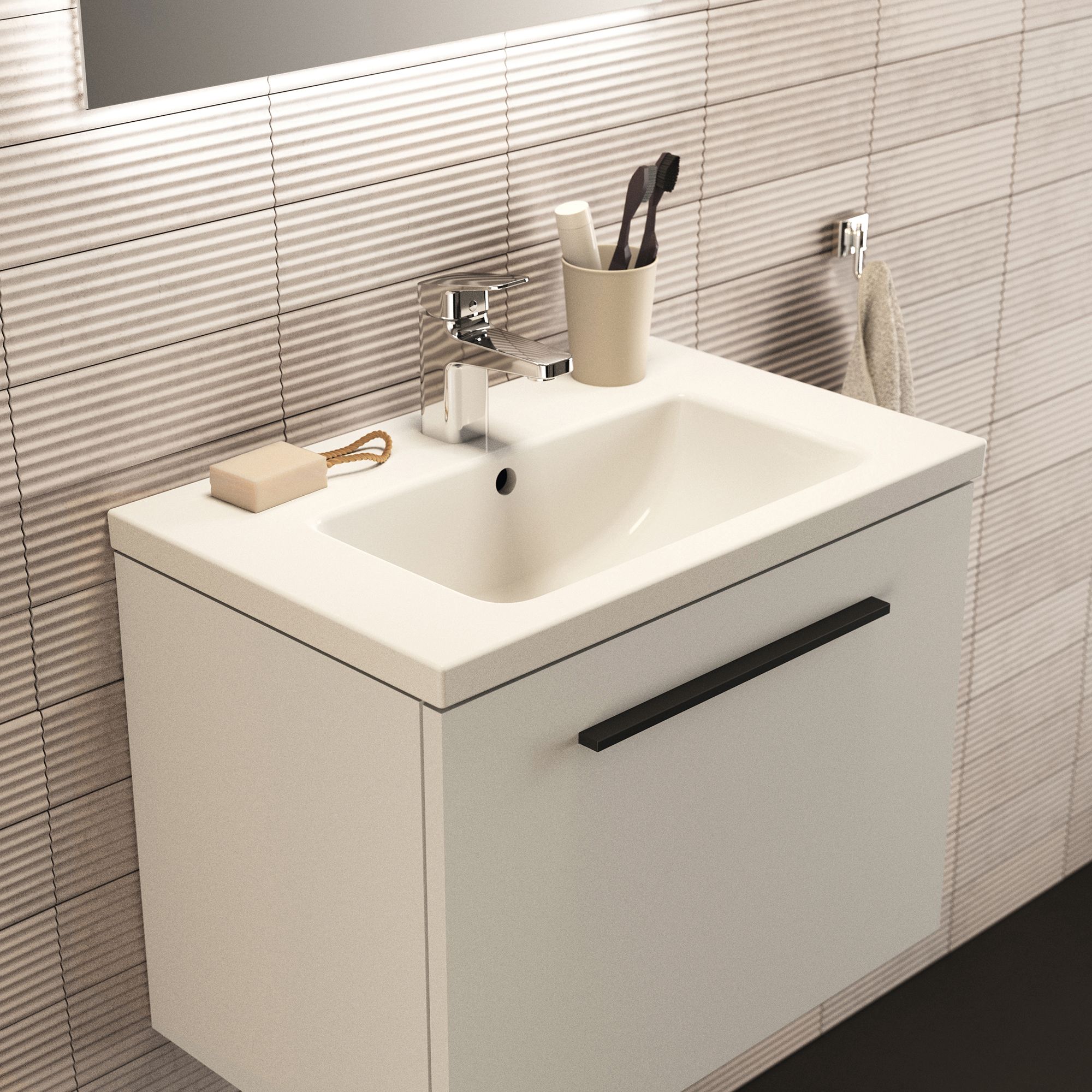 Ideal Standard i.life S Compact Matt White Wall-mounted Bathroom Vanity unit (H)44cm (W)60cm