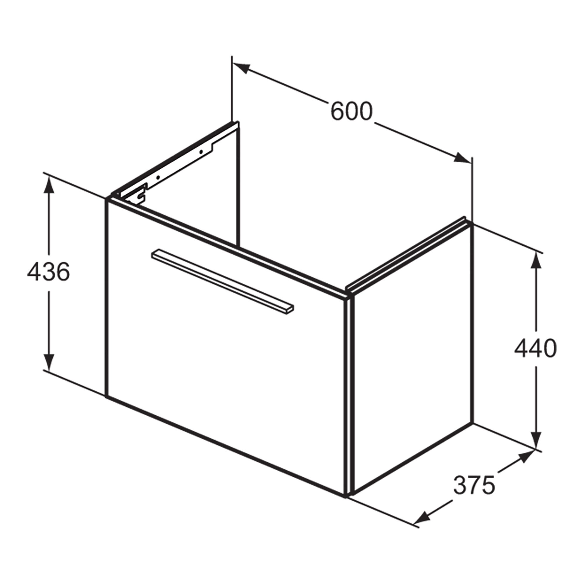 Ideal Standard i.life S Compact Matt White Wall-mounted Bathroom Vanity unit (H)44cm (W)60cm