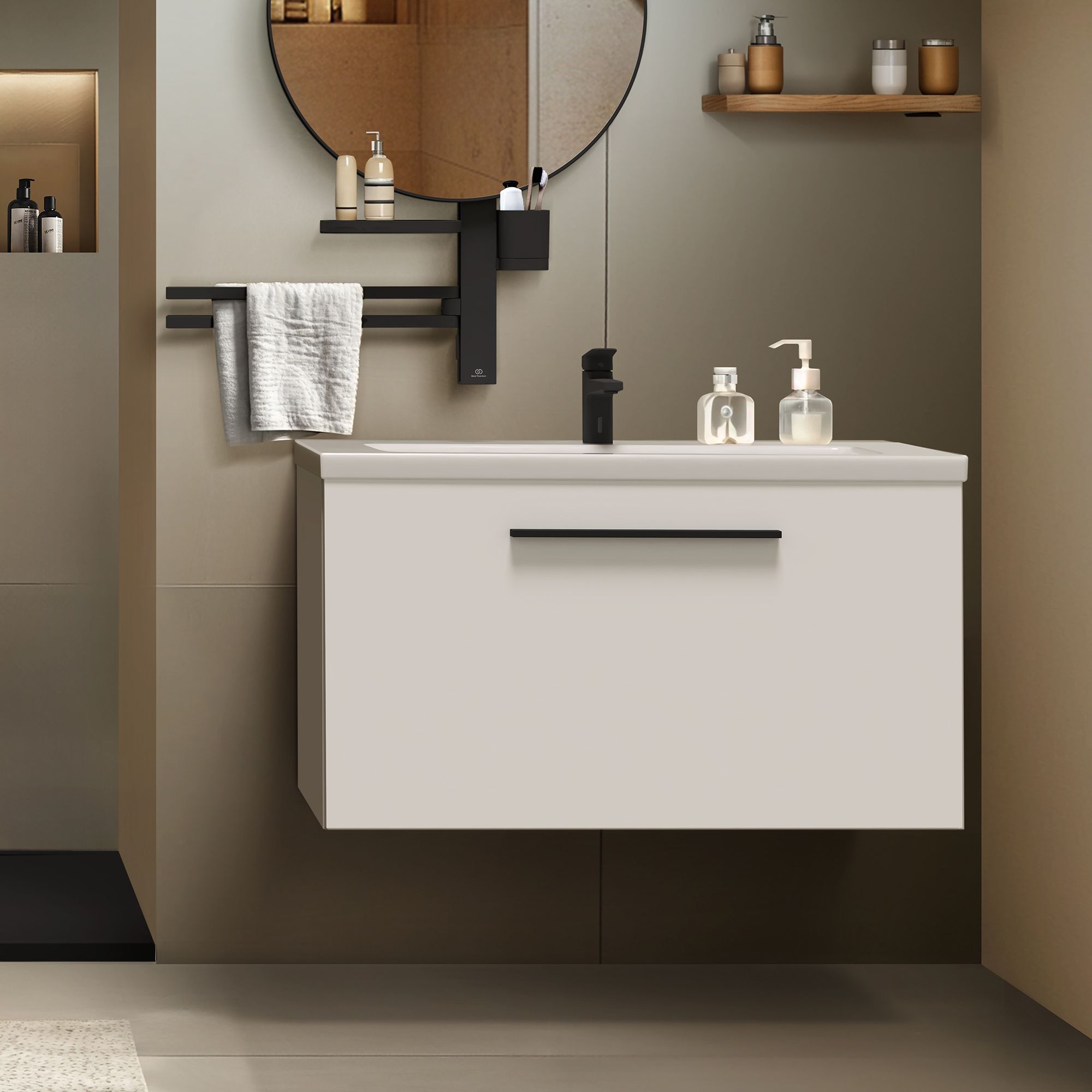 Ideal Standard i.life S Compact Matt White Wall-mounted Bathroom Vanity unit (H)44cm (W)80cm