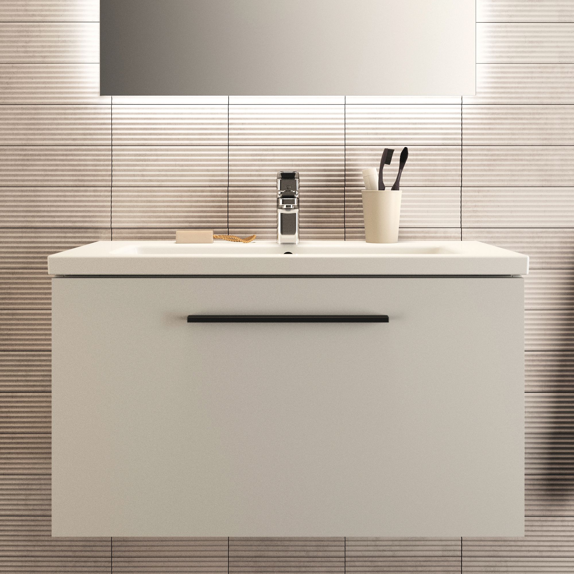 Ideal Standard i.life S Compact Matt White Wall-mounted Bathroom Vanity unit (H)44cm (W)80cm