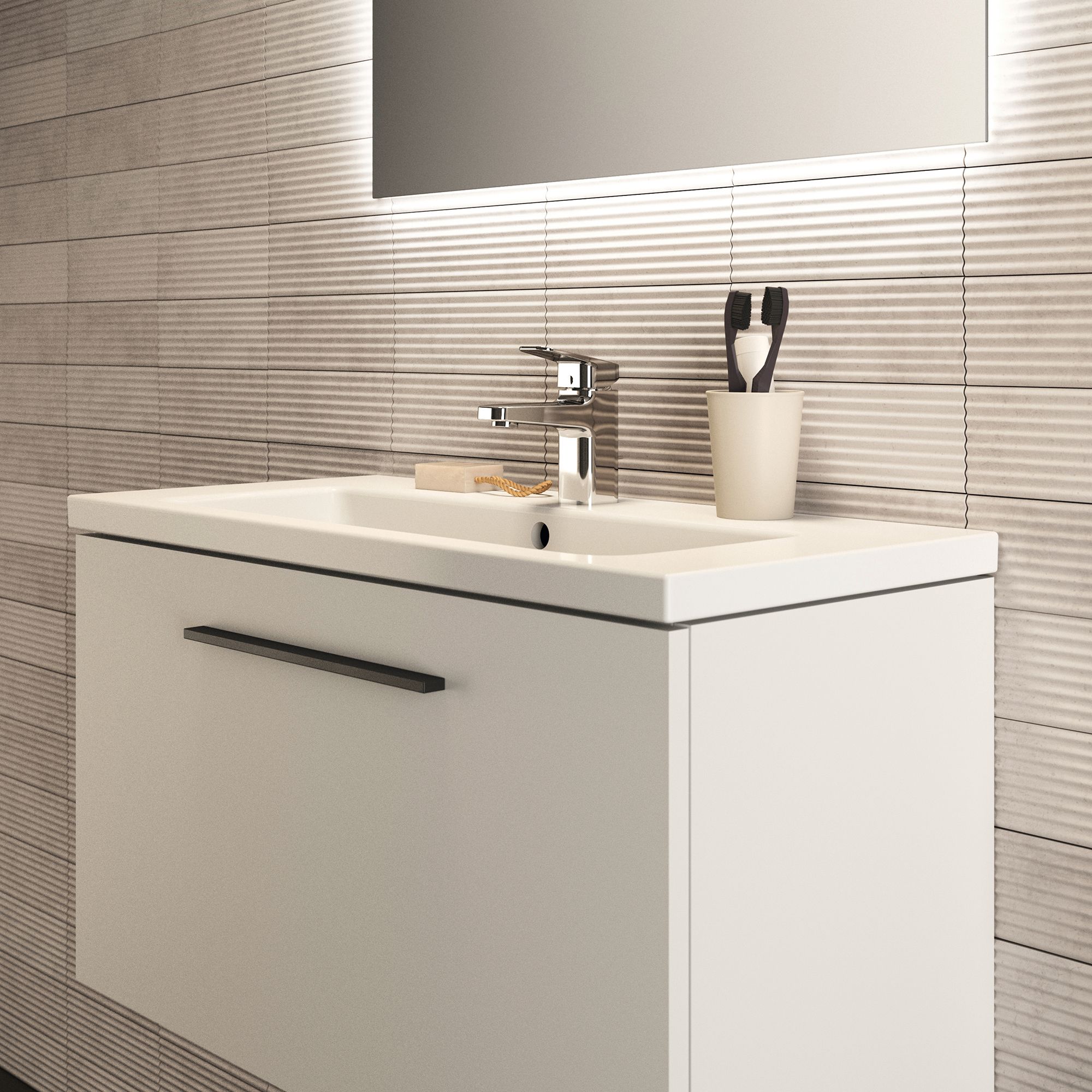 Ideal Standard i.life S Compact Matt White Wall-mounted Bathroom Vanity unit (H)44cm (W)80cm