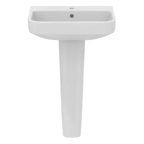 Ideal Standard i.life S Gloss White Rectangular Floor-mounted Full pedestal Basin (H)84.5cm (W)50cm