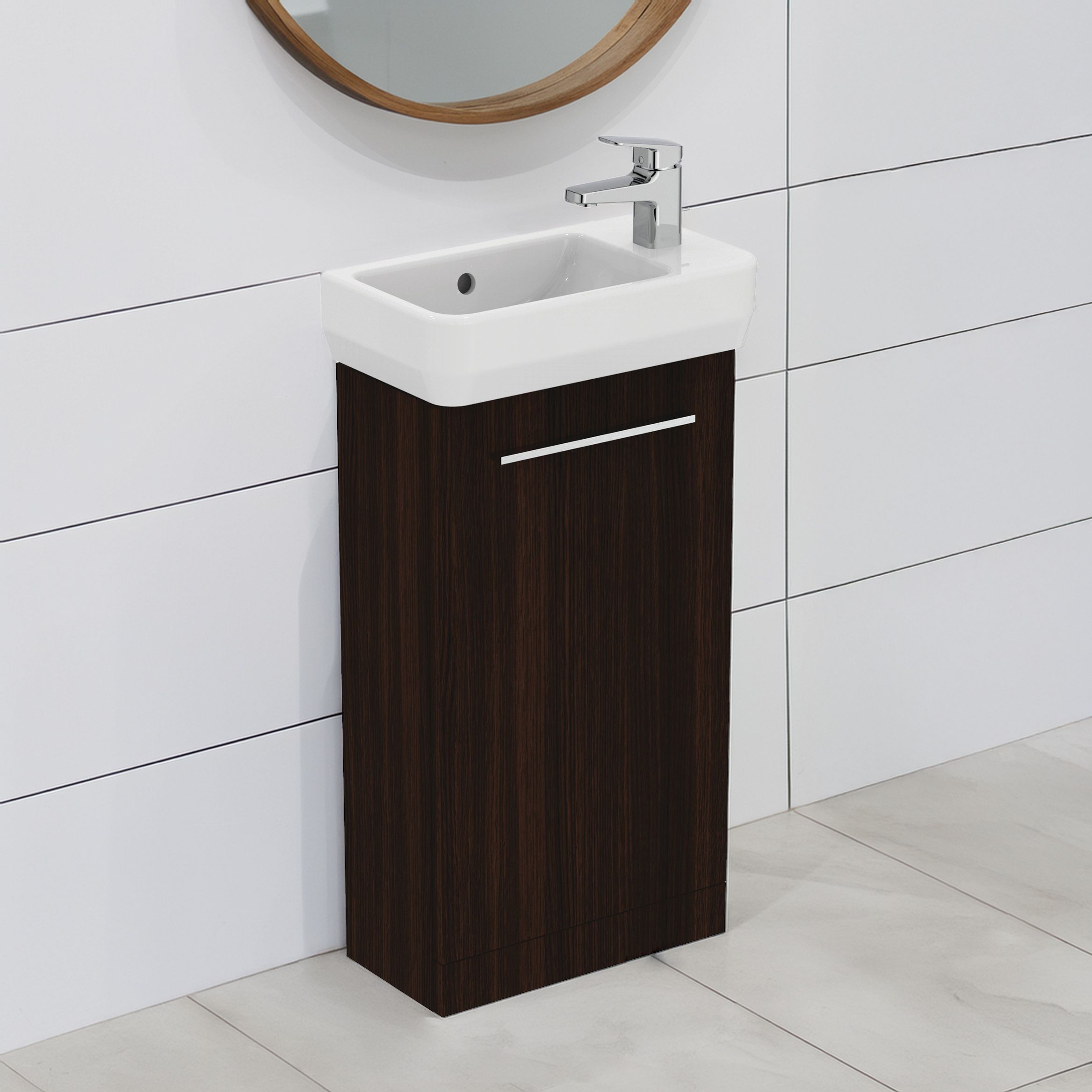 Ideal Standard i.Life S Matt Coffee brown Freestanding Cloakroom vanity unit & basin set - Includes Aluminium Handle (W)450mm (H)740mm