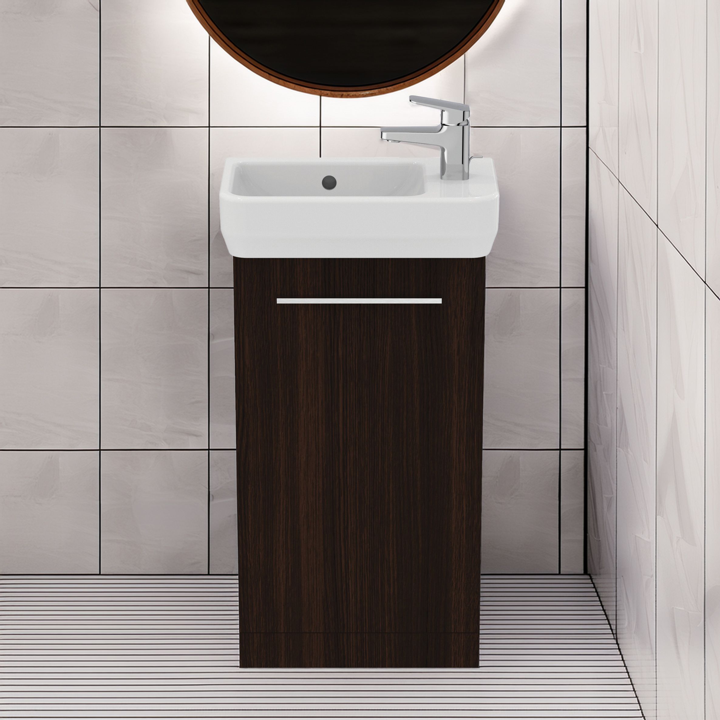 Ideal Standard i.Life S Matt Coffee brown Freestanding Cloakroom vanity unit & basin set - Includes Aluminium Handle (W)450mm (H)740mm