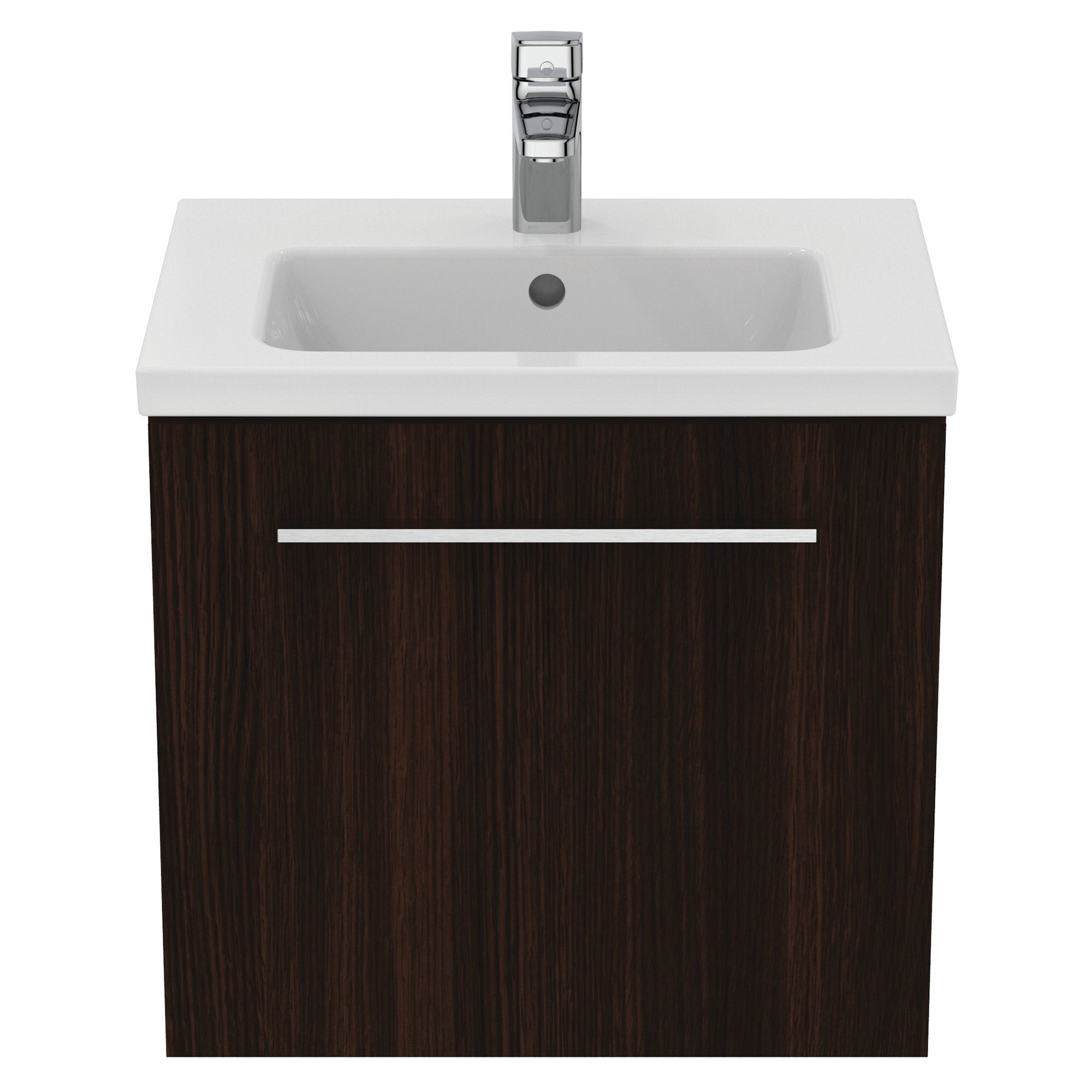 Ideal Standard i.Life S Matt Coffee brown Oak effect Wall-mounted Vanity unit & basin set - Includes Aluminium Handle (W)500mm (H)440mm