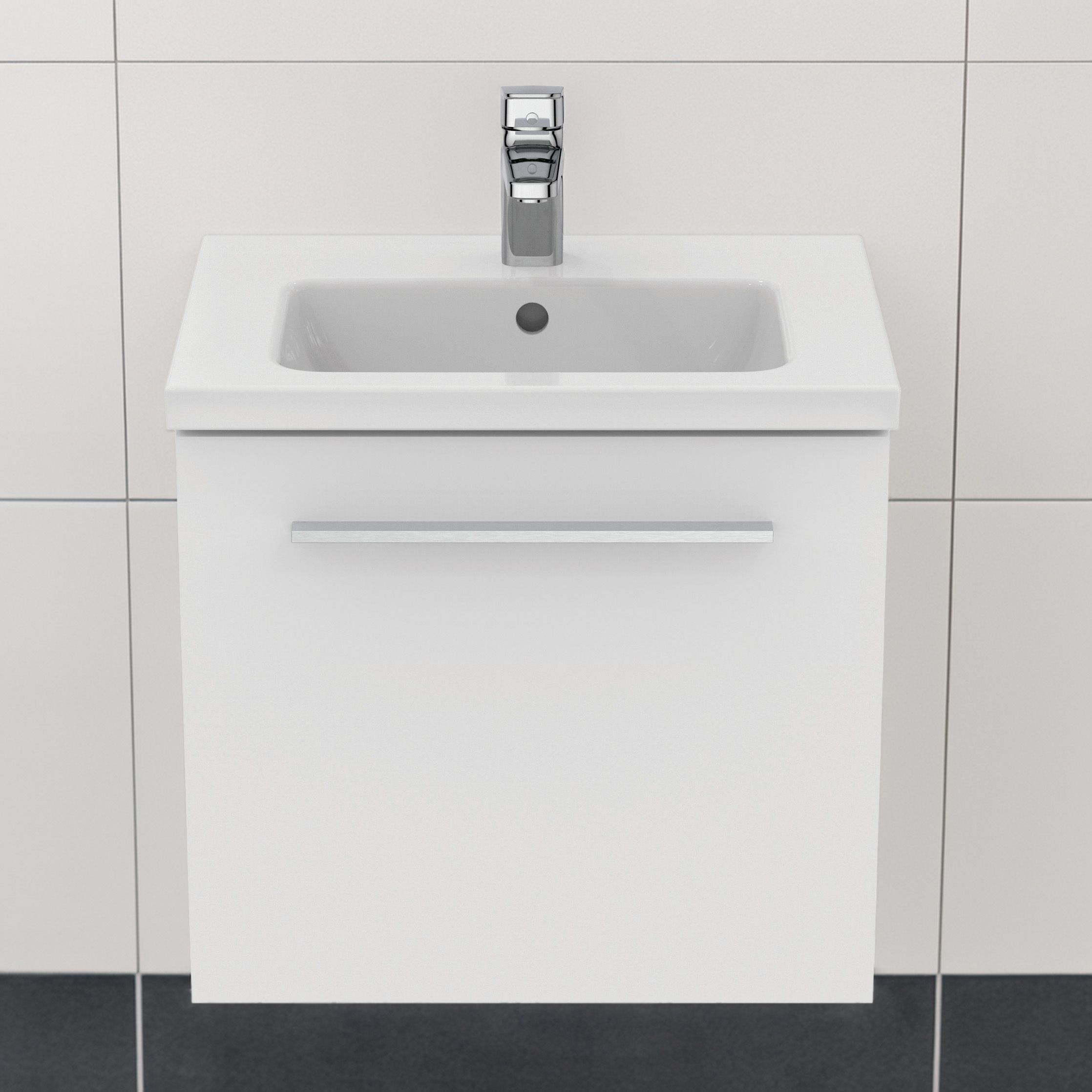 Ideal Standard i.Life S Matt White Wall-mounted Vanity unit & basin set - Includes Aluminium Handle (W)500mm (H)440mm