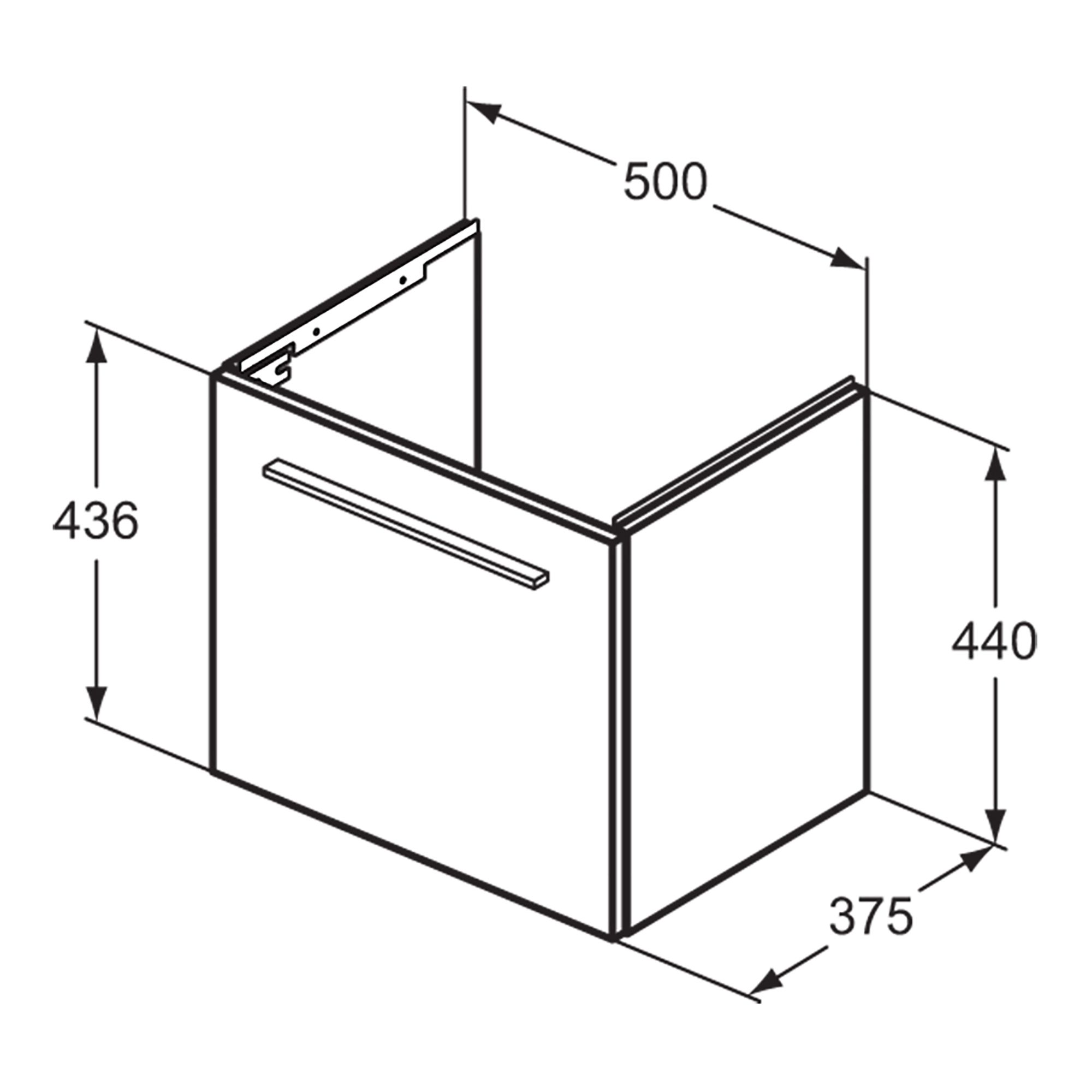 Ideal Standard i.Life S Matt White Wall-mounted Vanity unit & basin set - Includes Aluminium Handle (W)500mm (H)440mm