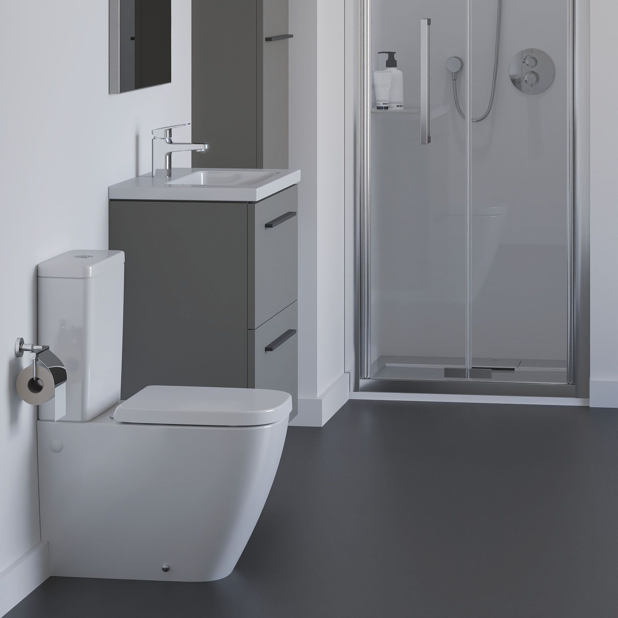 Ideal Standard i.life S Tall Gloss Quartz grey Single Wall-mounted Bathroom Cabinet (H)120cm (W)40cm