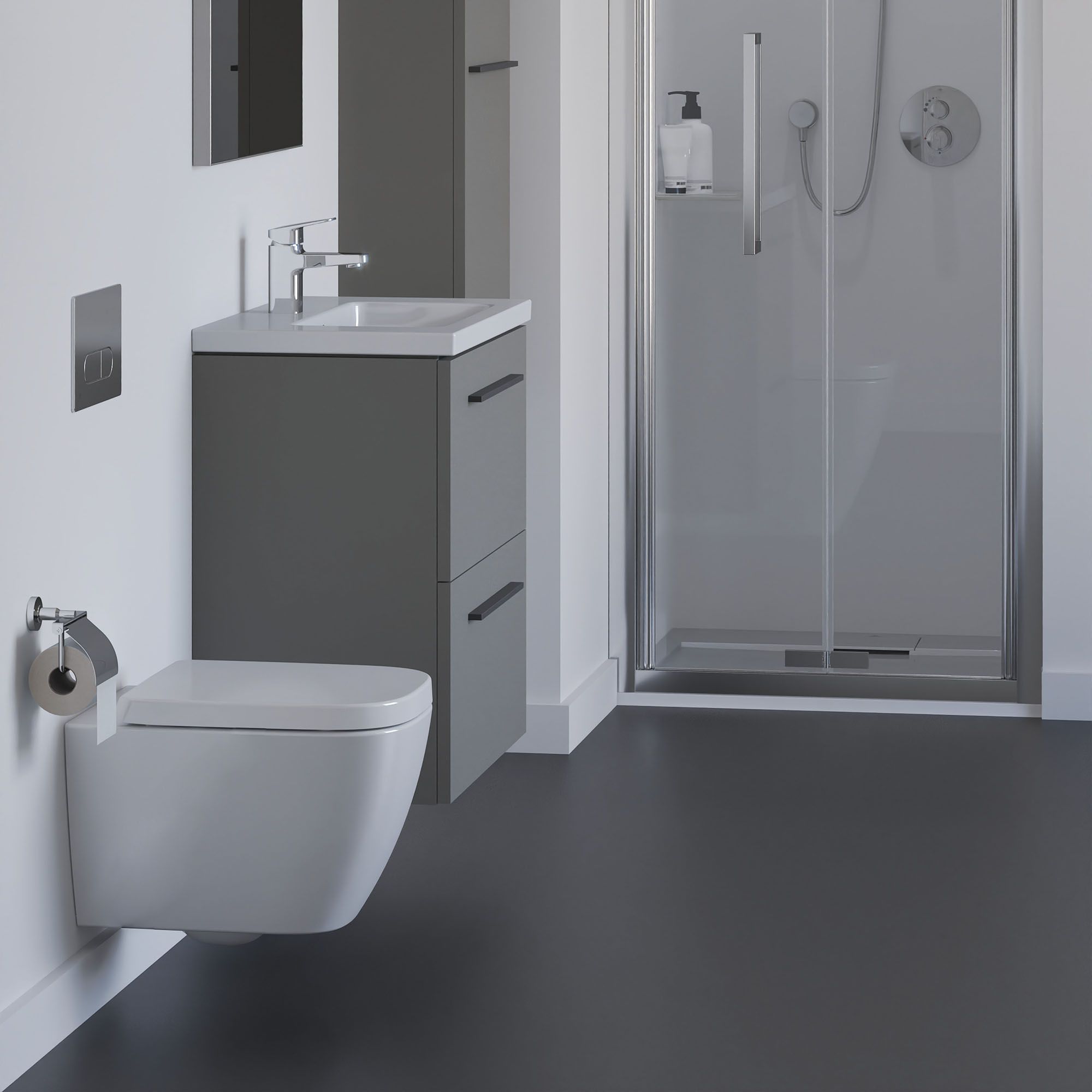 Ideal Standard i.life S Tall Gloss Quartz grey Single Wall-mounted Bathroom Cabinet (H)120cm (W)40cm