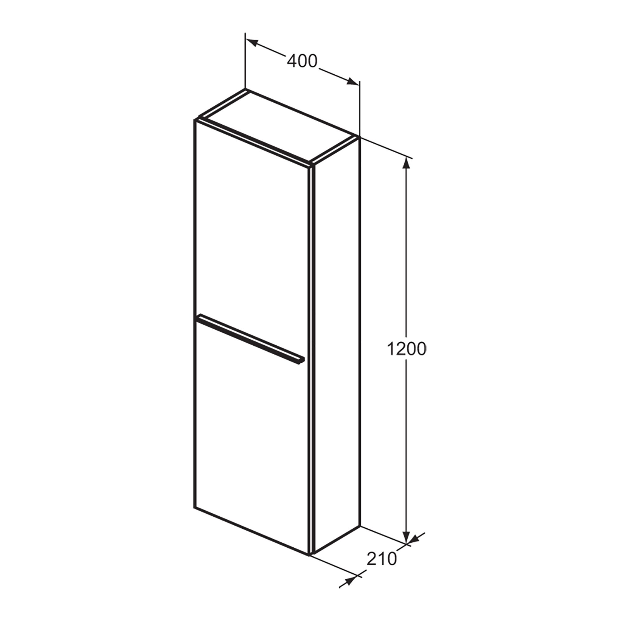 Ideal Standard i.life S Tall Gloss Quartz grey Single Wall-mounted Bathroom Cabinet (H)120cm (W)40cm