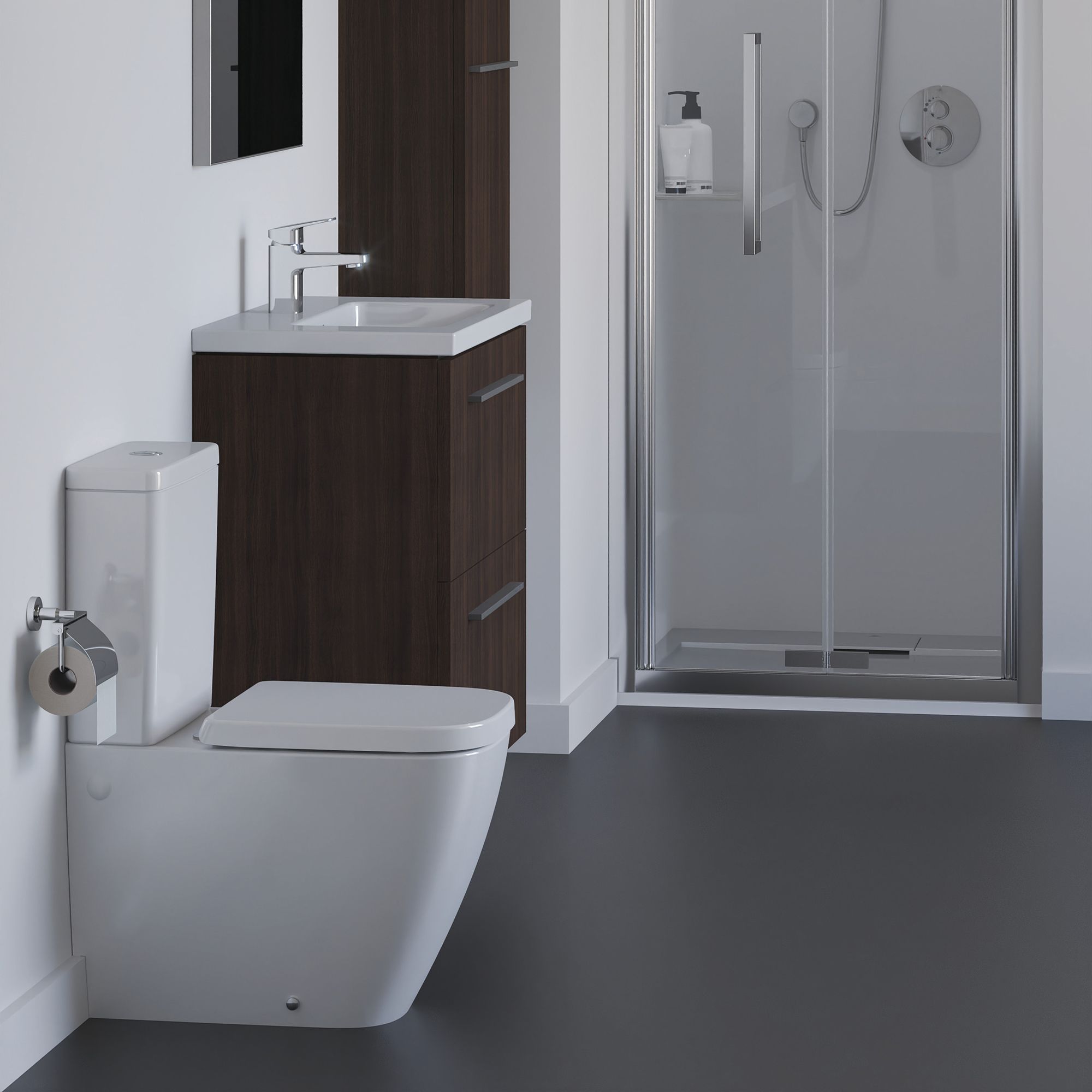 Ideal Standard i.life S Tall Satin Coffee brown Oak effect Single Wall-mounted Bathroom Cabinet (H)120cm (W)40cm