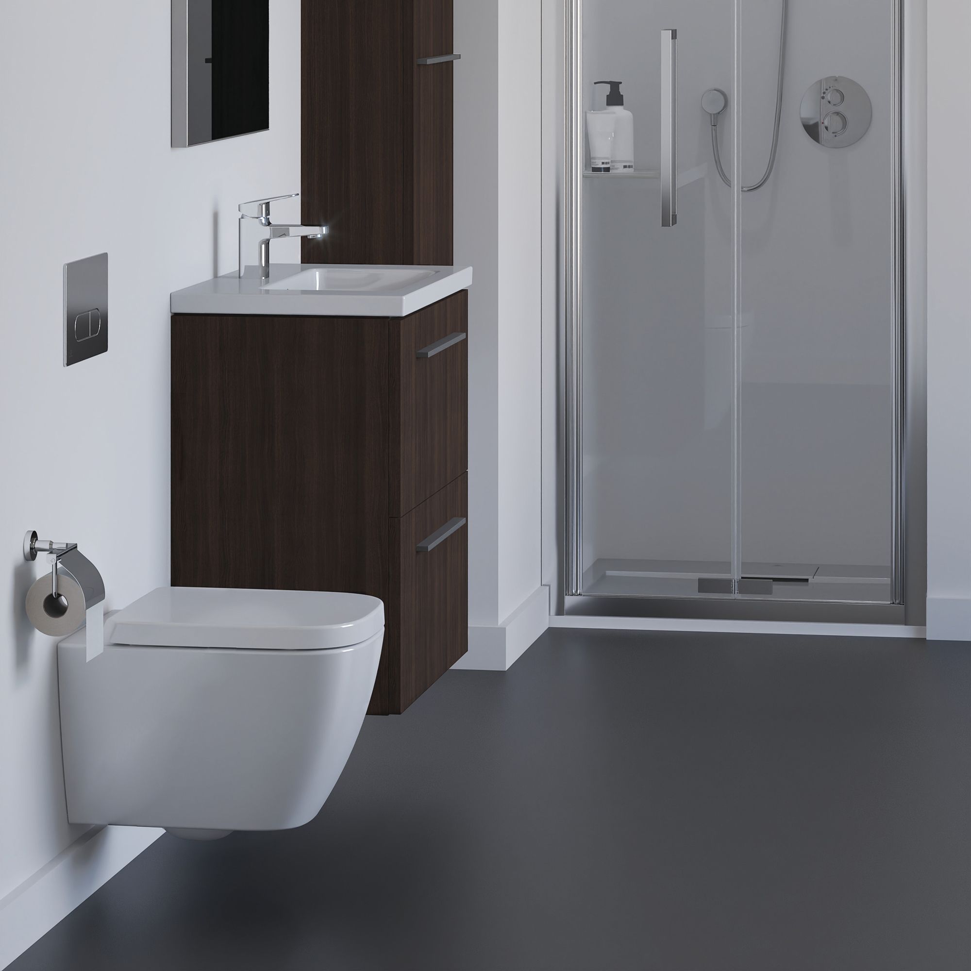 Ideal Standard i.life S Tall Satin Coffee brown Oak effect Single Wall-mounted Bathroom Cabinet (H)120cm (W)40cm