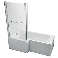 Ideal Standard Imagine Left-handed Acrylic L-shaped Shower Bath, panel & screen set, (L)1695mm (W)850mm