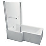 Ideal Standard Imagine Left-handed Acrylic L-shaped Shower Bath, panel & screen set, (L)1695mm (W)850mm