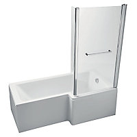 Ideal Standard Imagine Right-handed Acrylic L-shaped Shower Bath, panel & screen set, (L)1695mm (W)845mm