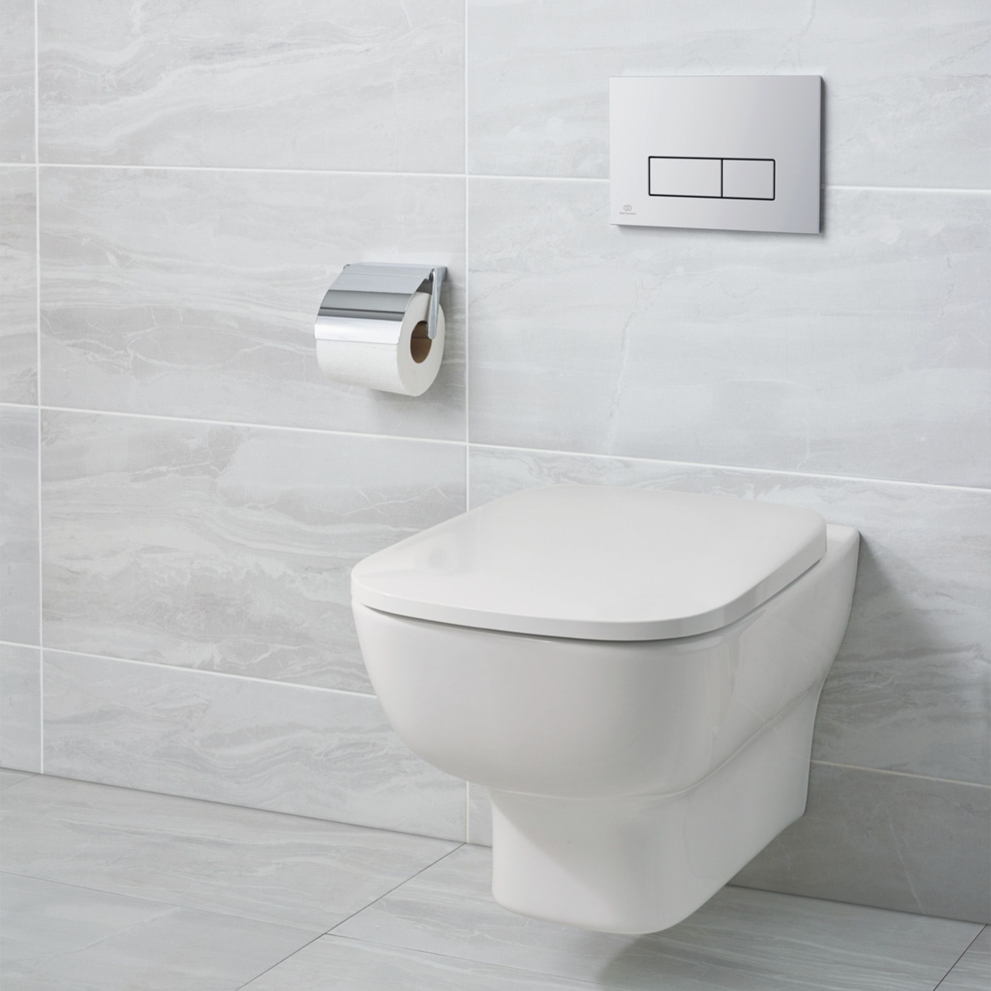 Ideal Standard Oleas P2 pneumatic Chrome effect Wall-mounted Dual Flushing plate (H)154mm (W)234mm